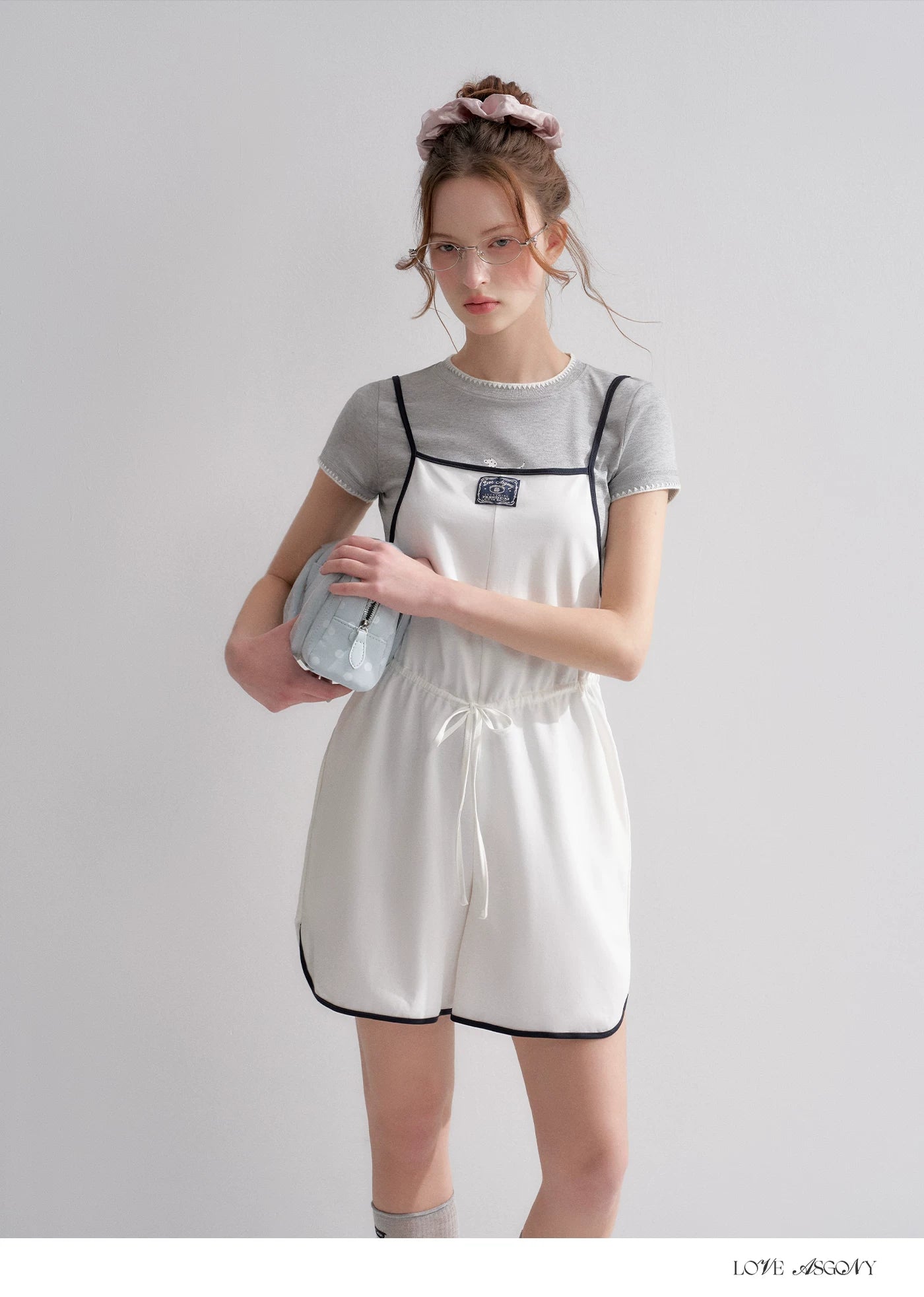 Contrast Piping Drawstring Waist Jumpsuit