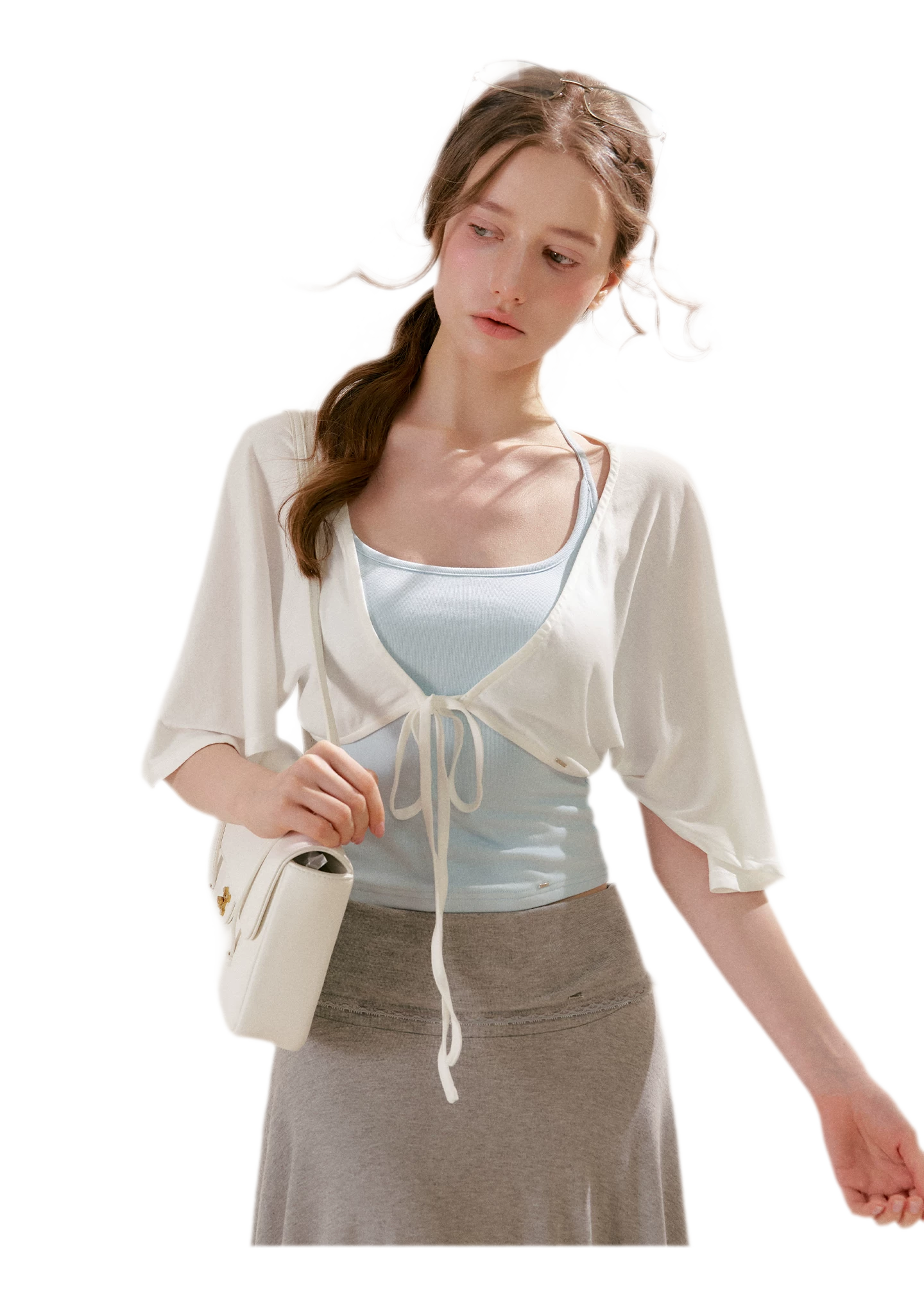 Airy Cloud Feel Halter U-Neck Vest and Batwing