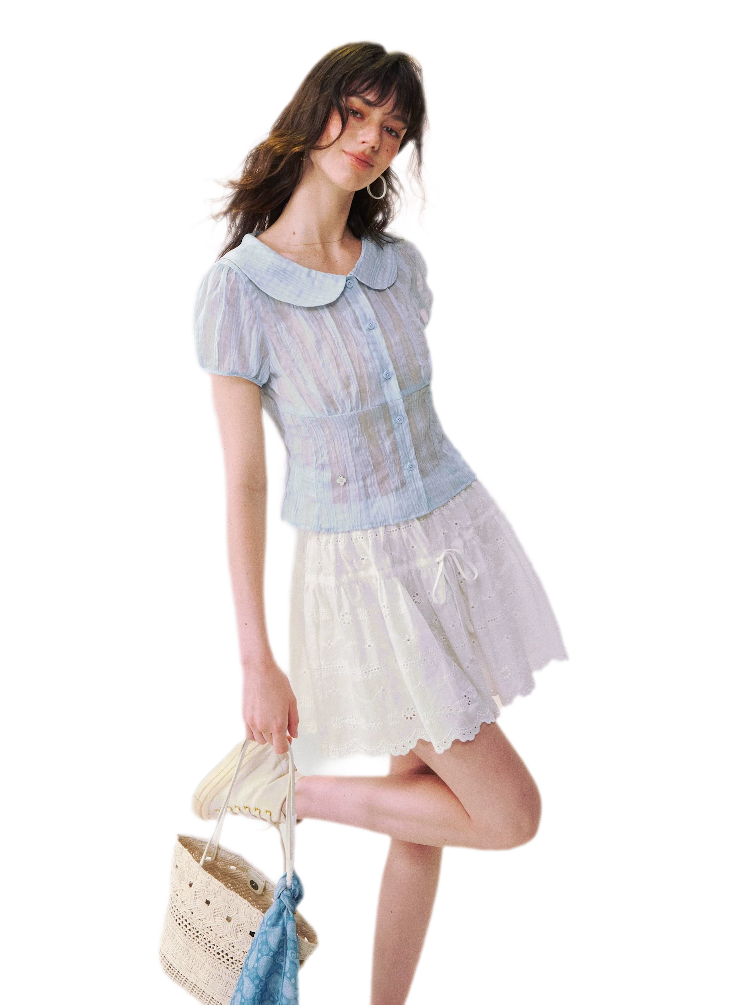 Lace Trim Puff Shirt