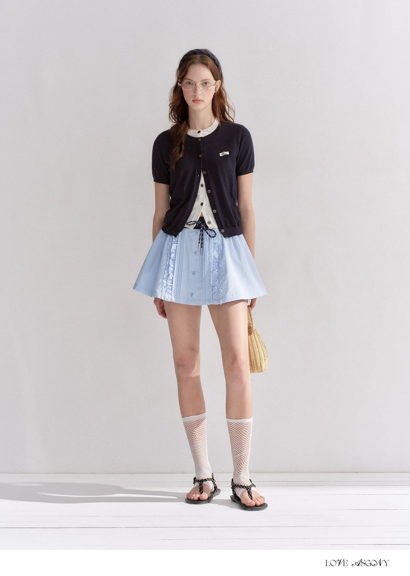 Pleated Drawstring A-line Short Skirt