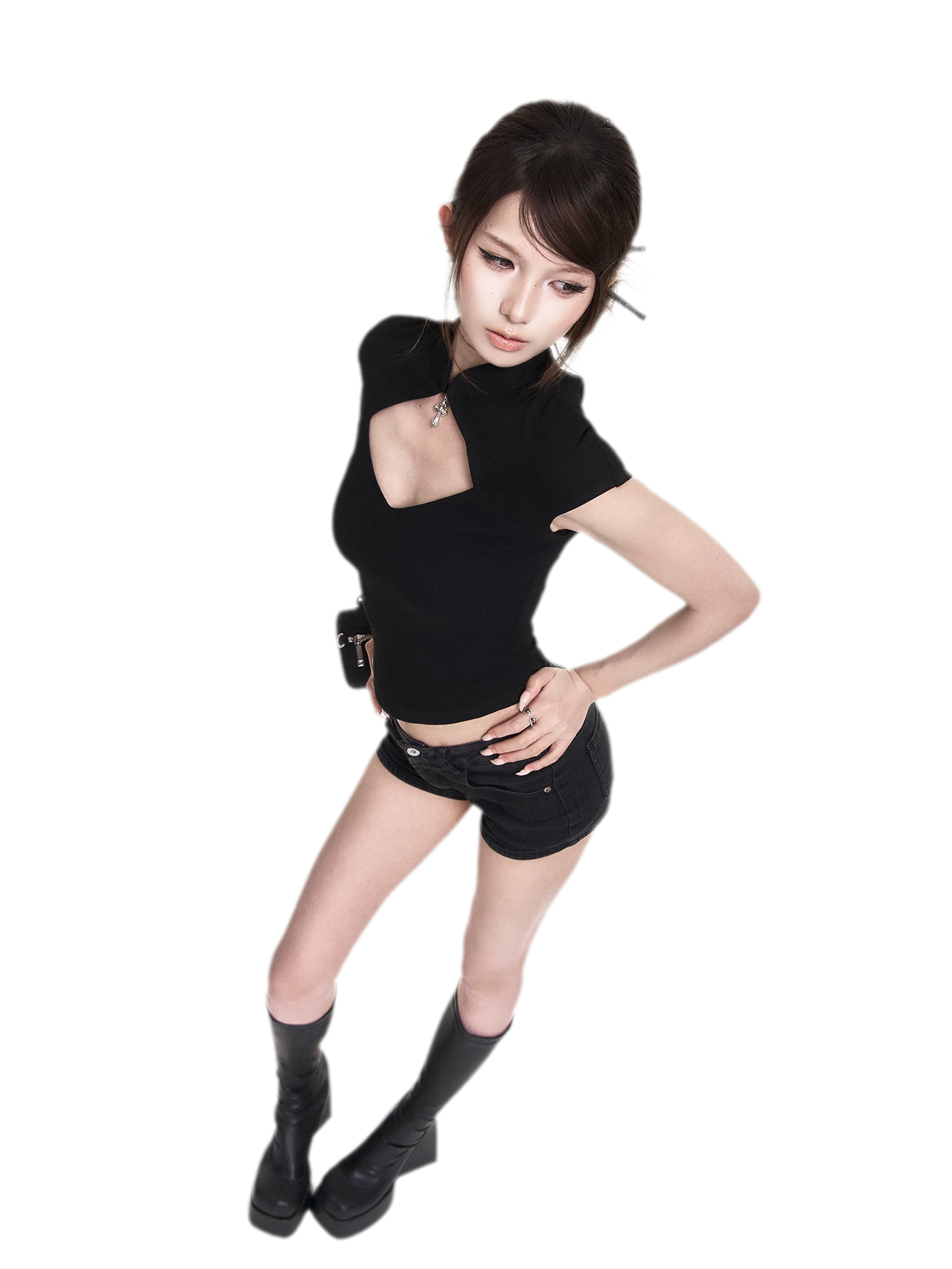 Dark Cutout Cross Tee
