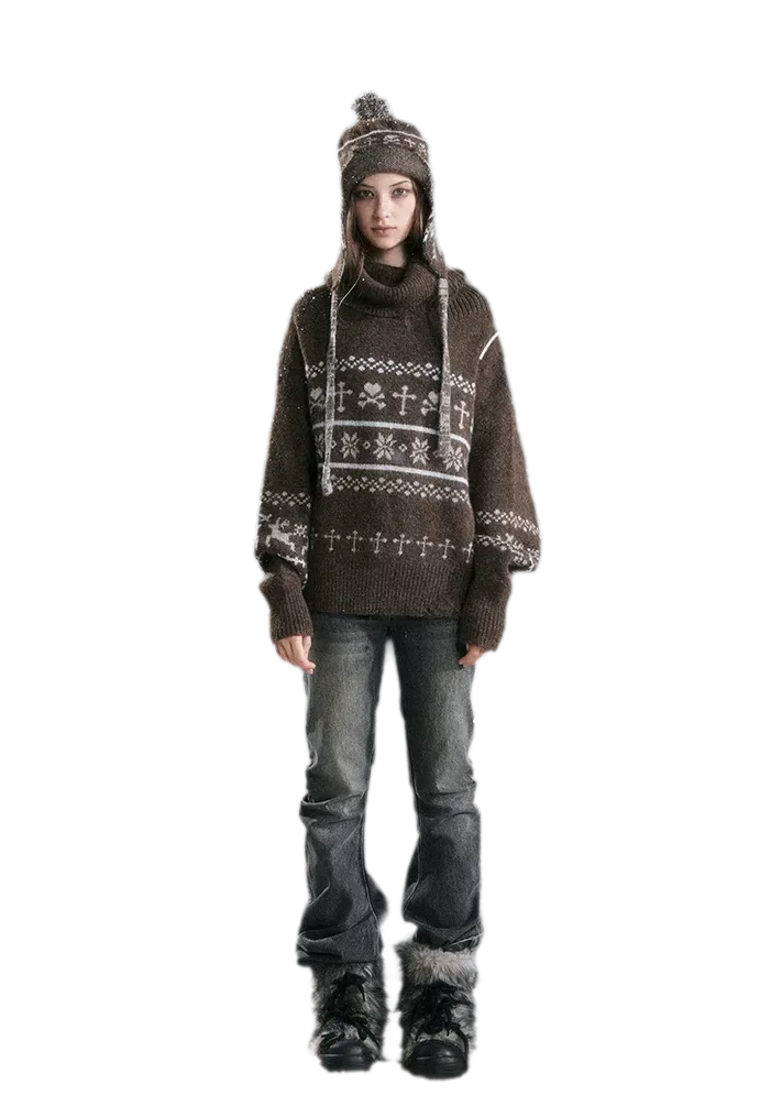Fair Isle Ear-Flap Knit Hat