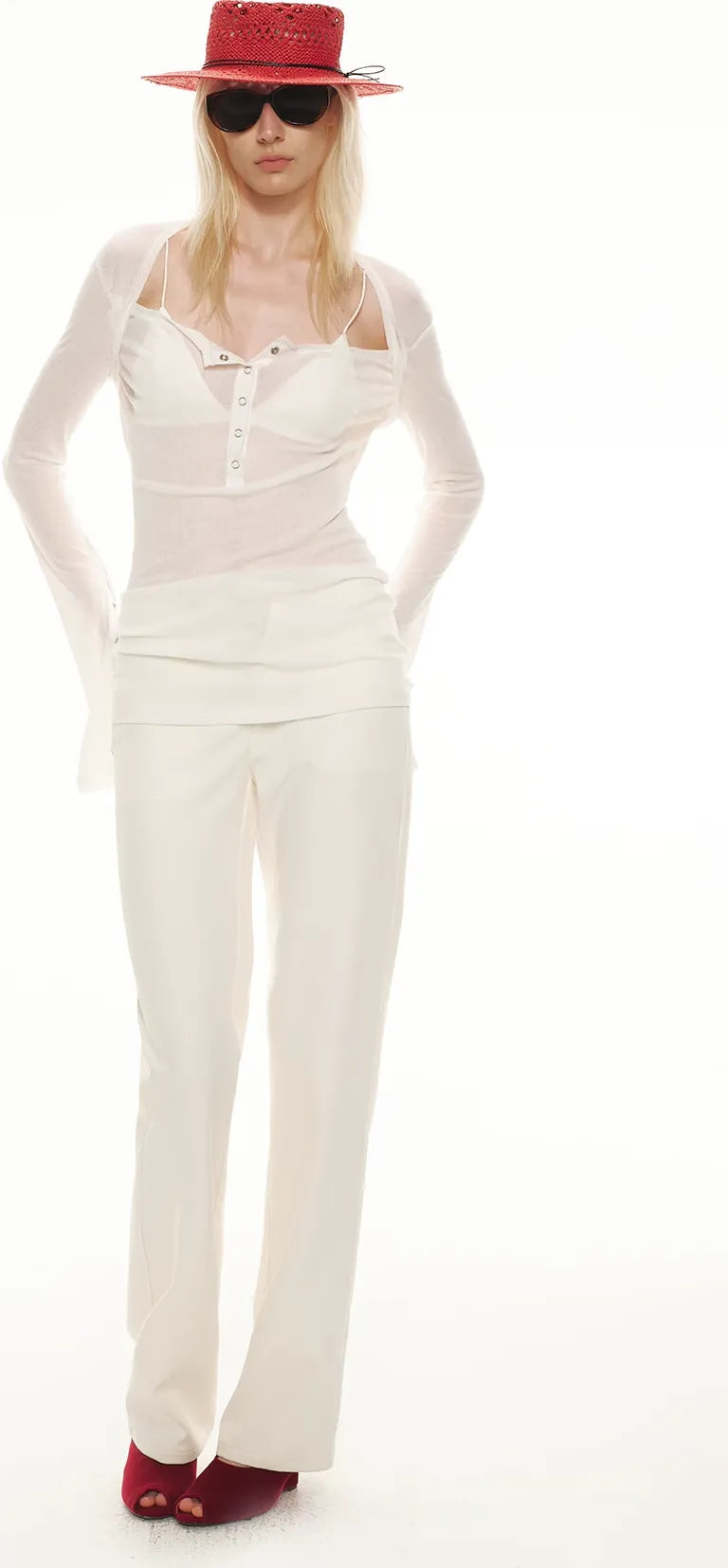 Tencel Wool Semi-Sheer Textured Top