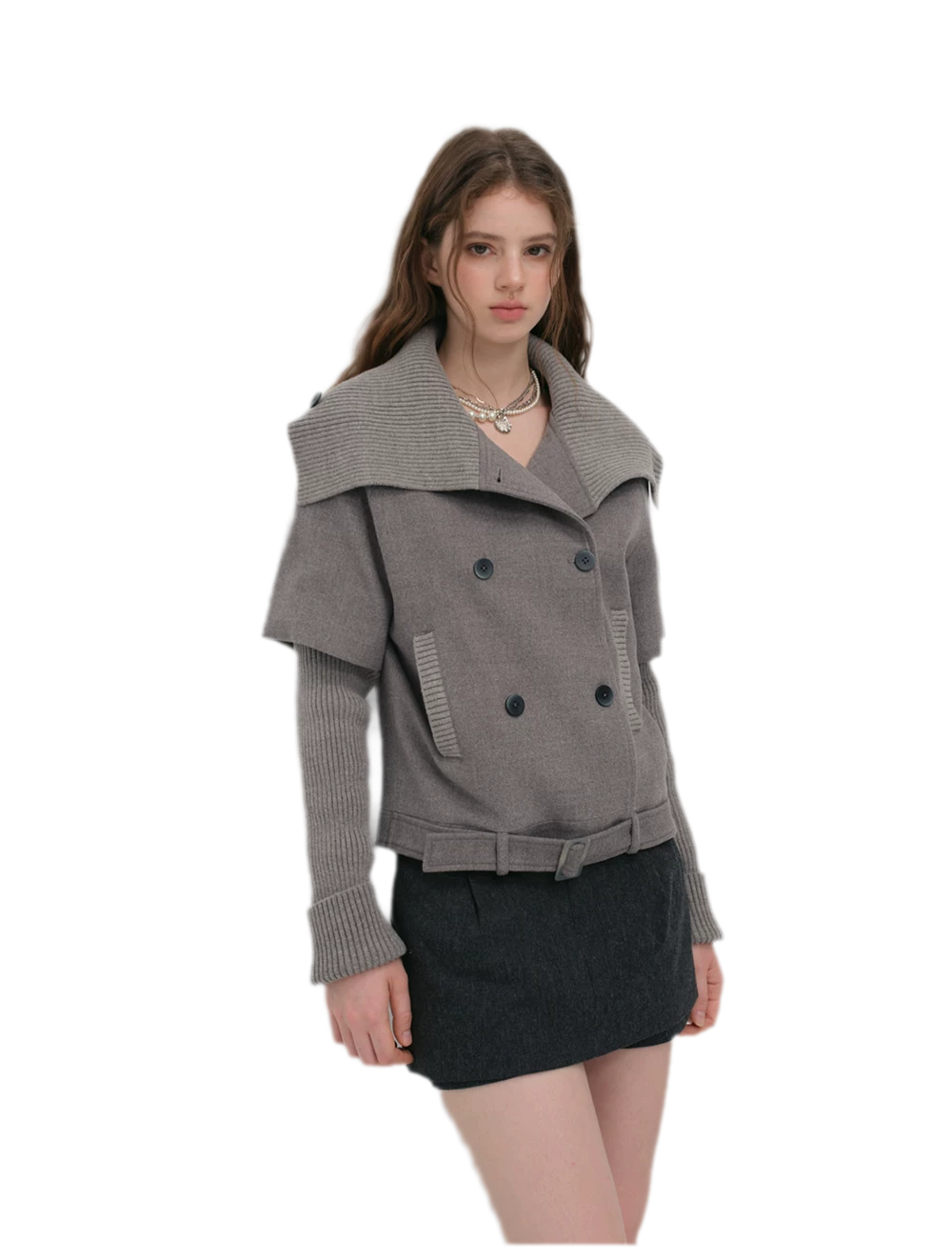 Cape Collar Cropped Jacket