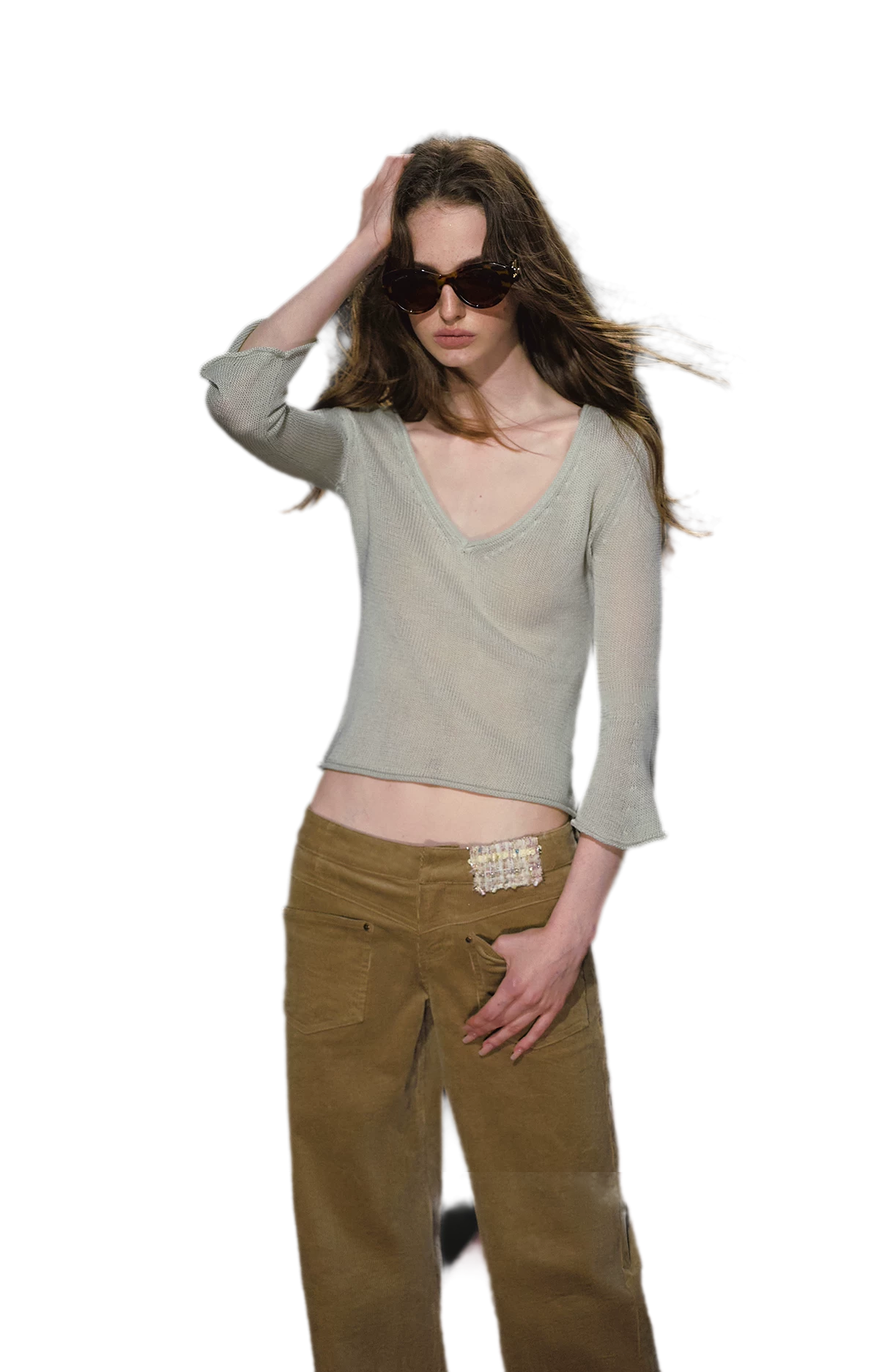 Sheer Bell Sleeve Knit Top