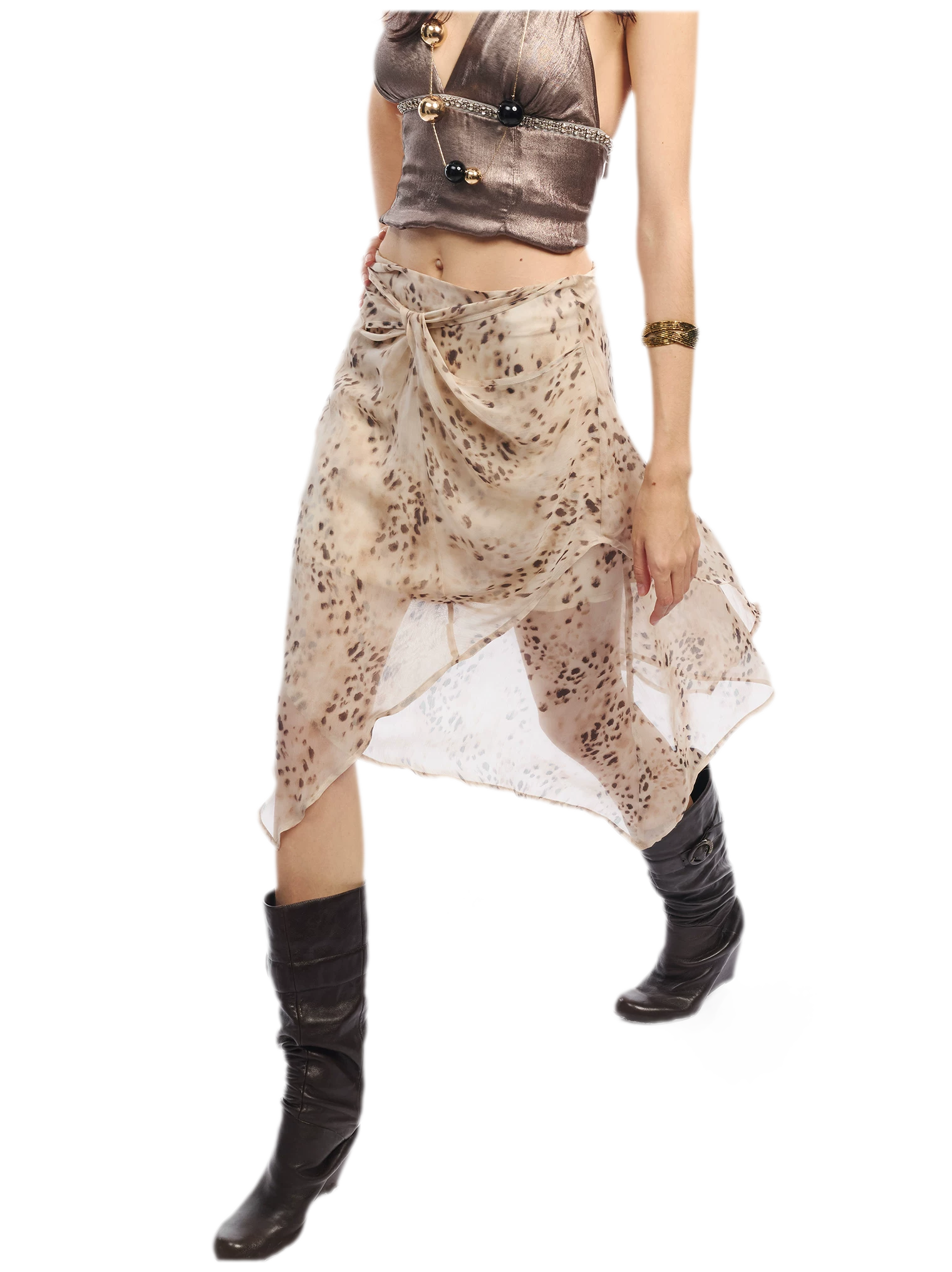 Leopard Mesh Skirt