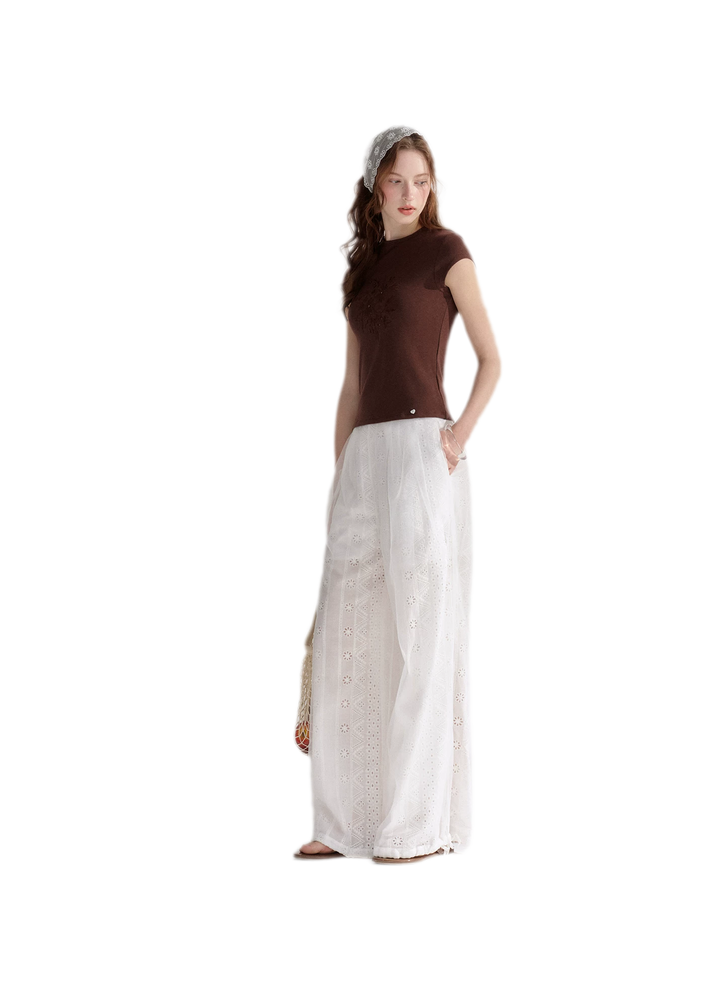 Sheer Eyelet Lantern Pants