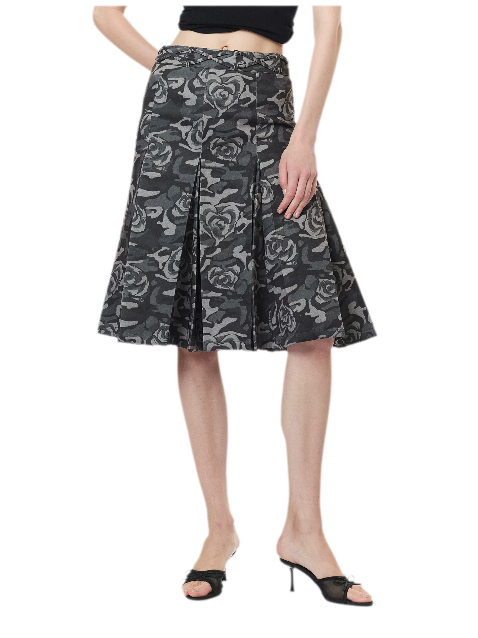 Low Waist Pleated A-Line Skirt