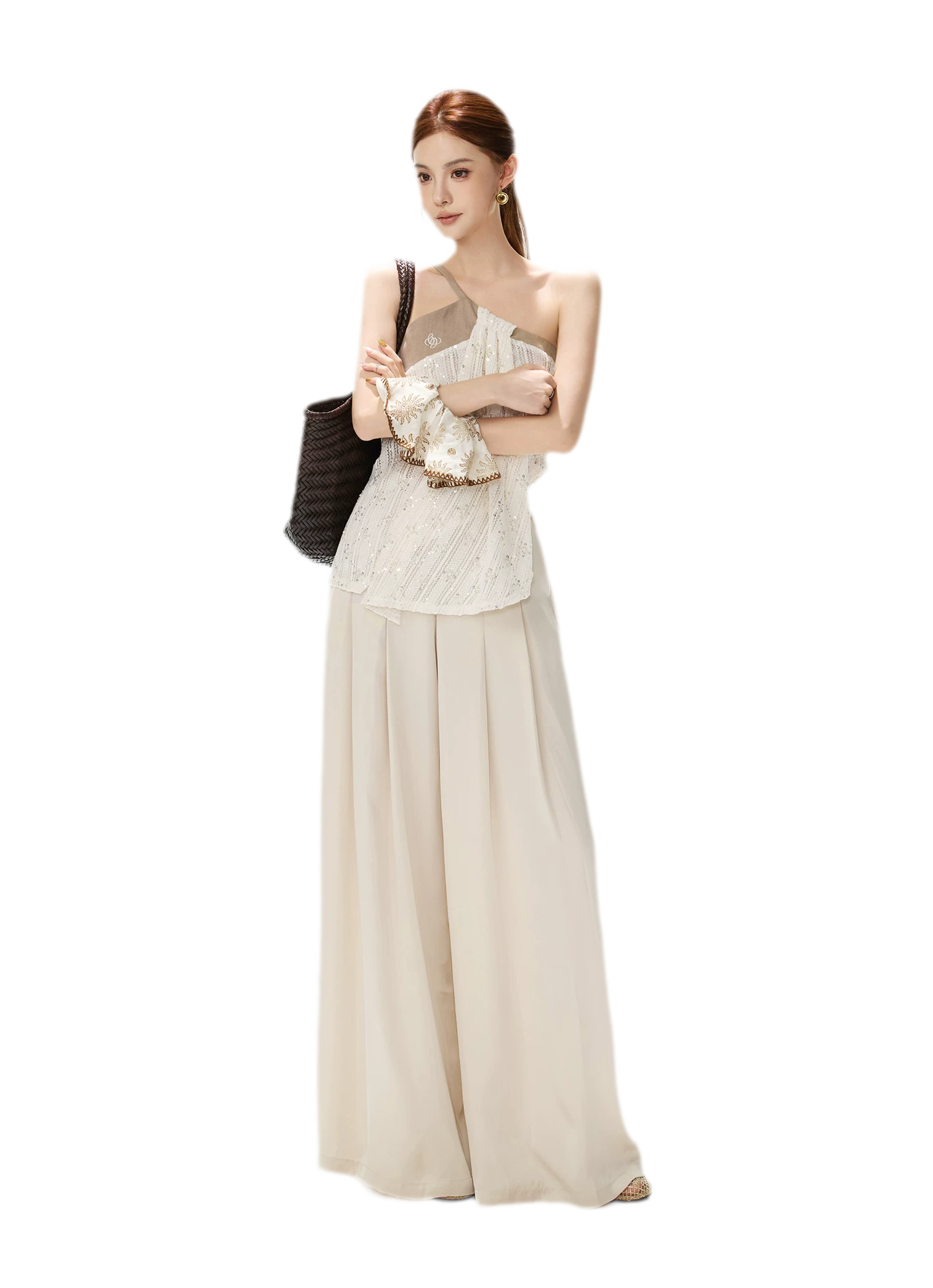 Sequined Asymmetric Knit Top