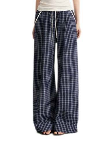 Plaid Wide-Leg Trousers