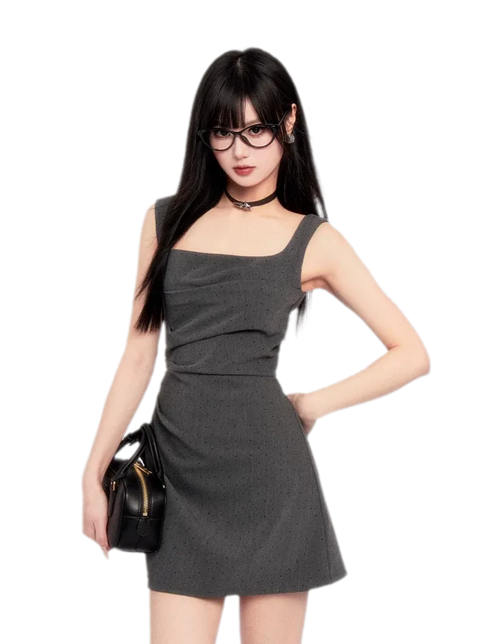 Structured Sparkle Asymmetric Mini Dress