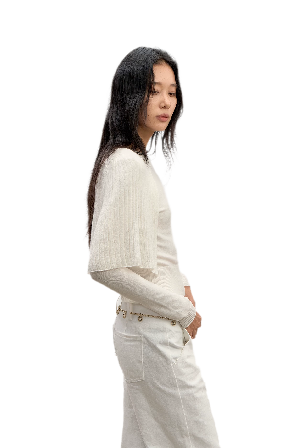 Ribbed Cape Knit Sweater