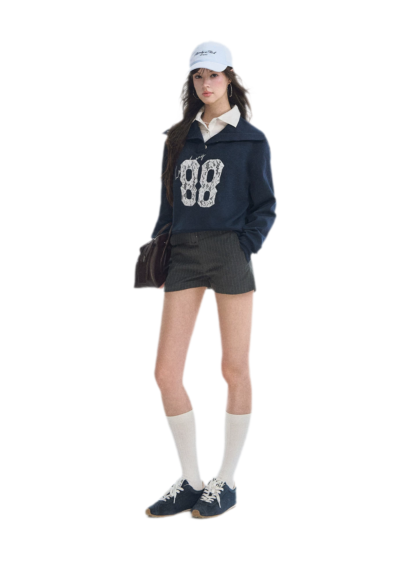 Lace Appliqué Cropped Sweatshirt