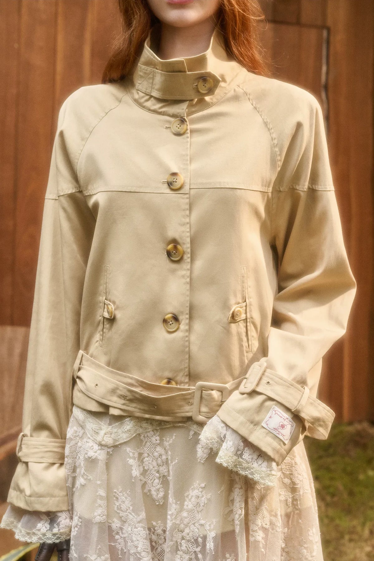 Woven Cropped Trench Jacket