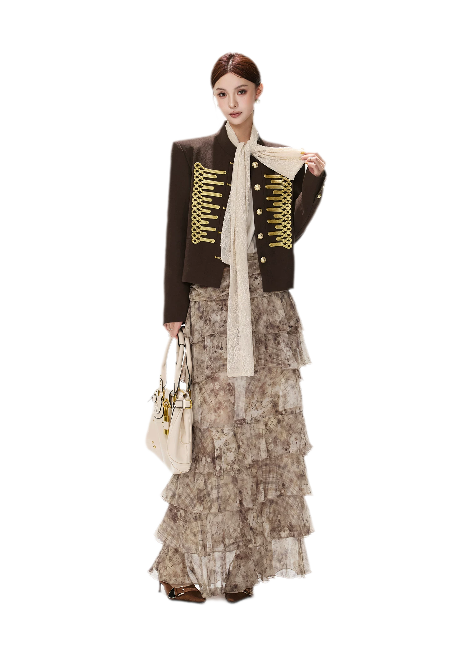 Textured Cropped Stand-Collar Jacket