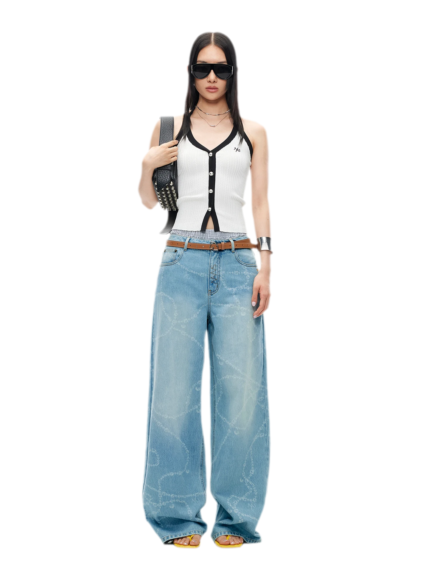 V-Neck Knitted Halter Vest