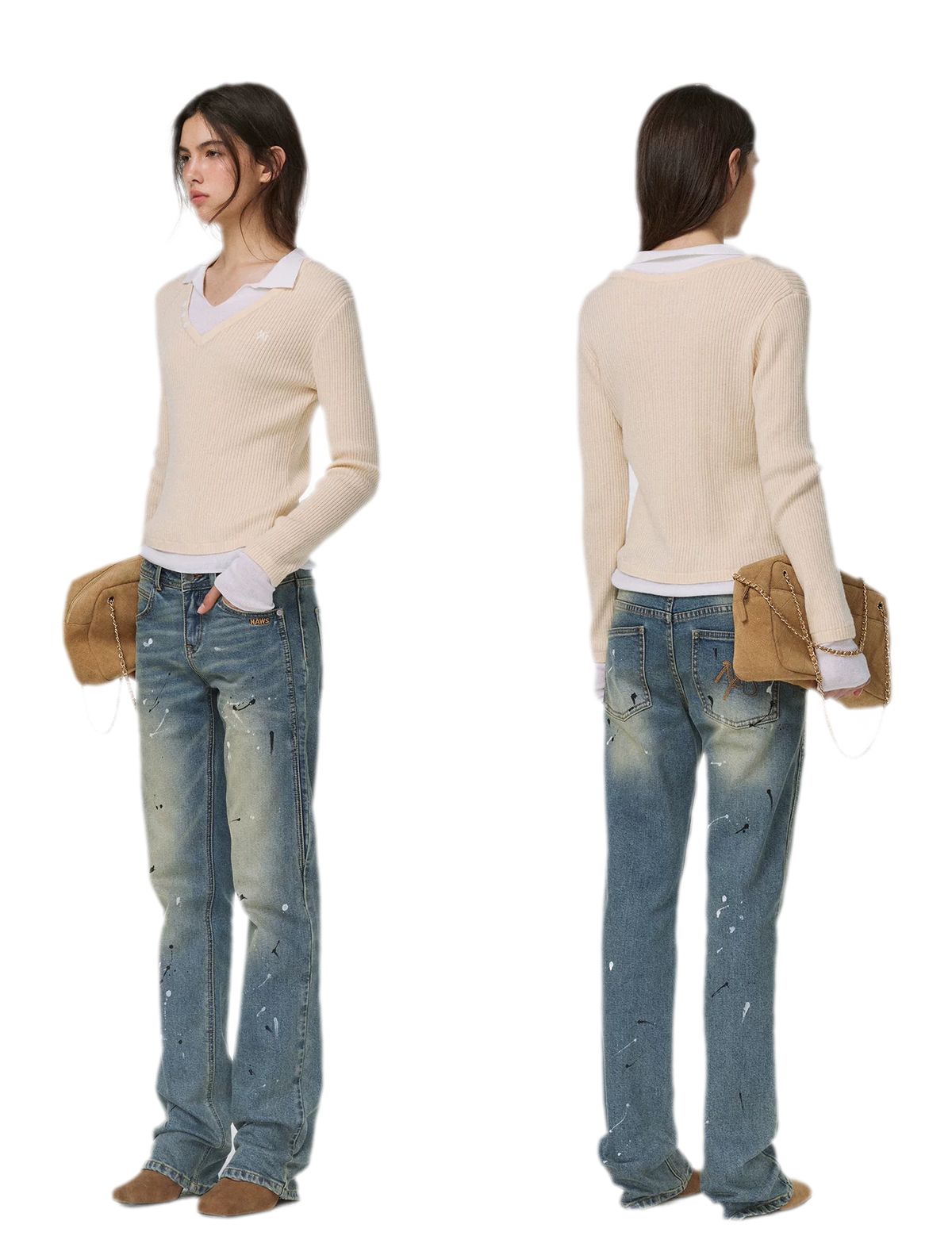 Gewaschene Distressed-Slim-Jeans