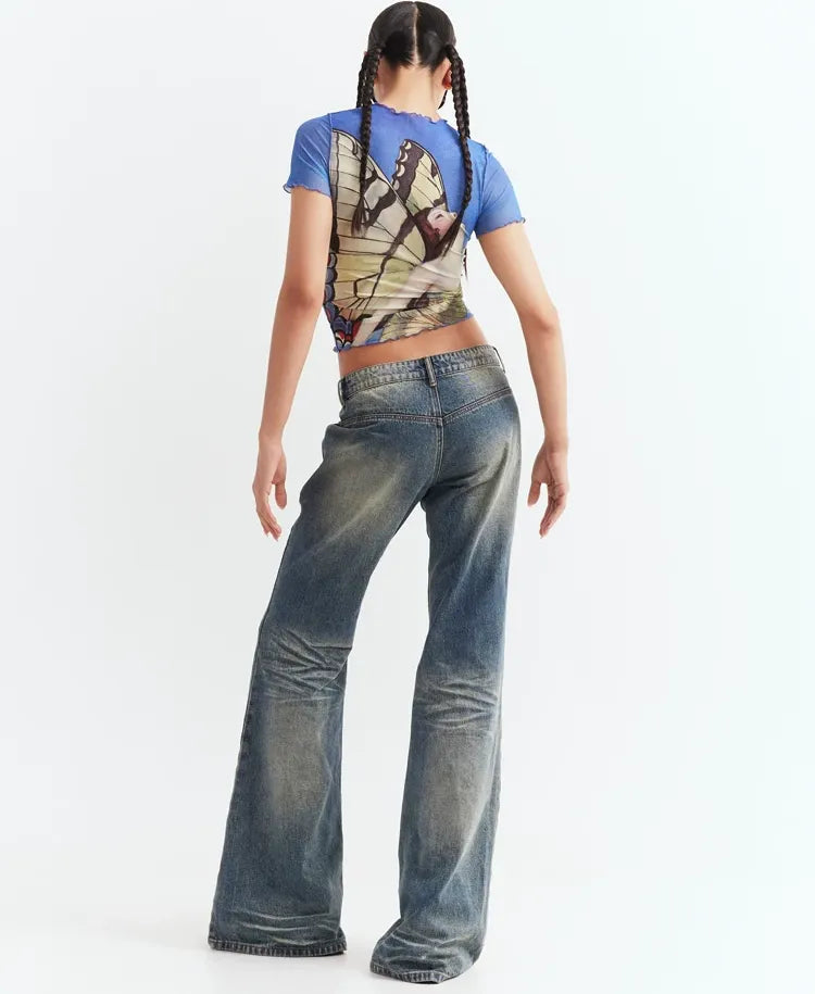 Mesh Ruffle Fit Tee