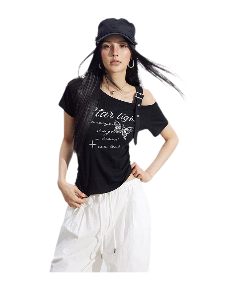 One-Shoulder Butterfly Tee