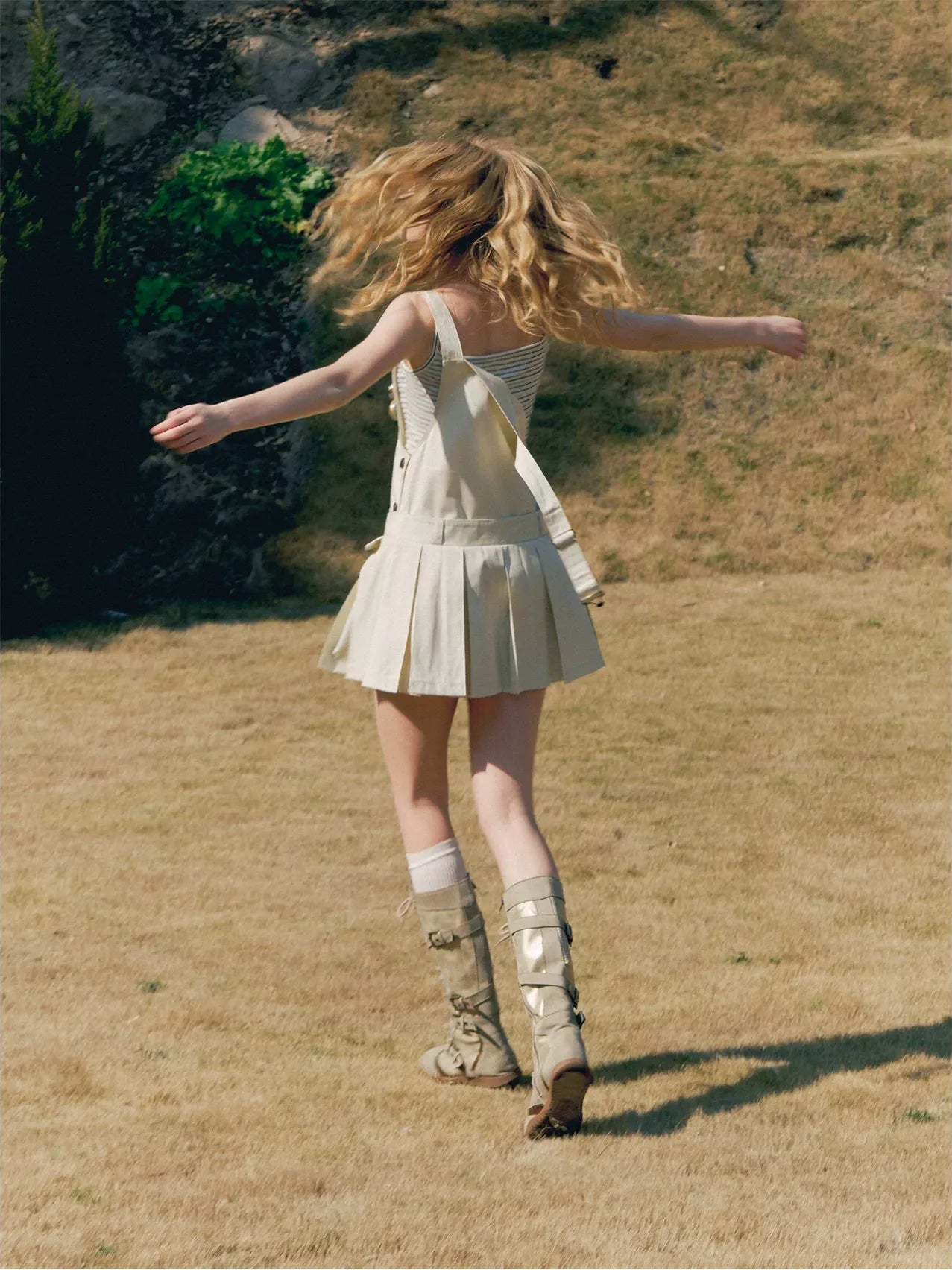 Pleated Suspender Dress