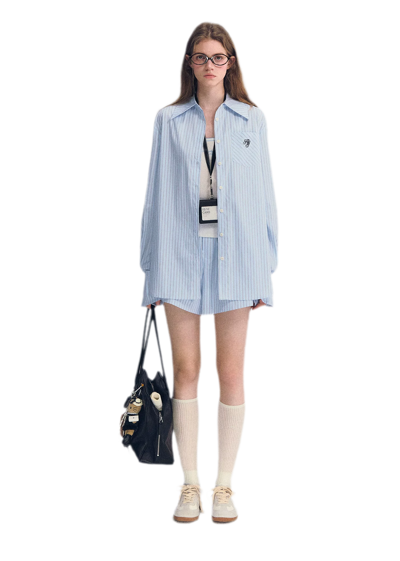 Striped Embroidered Shirt Set