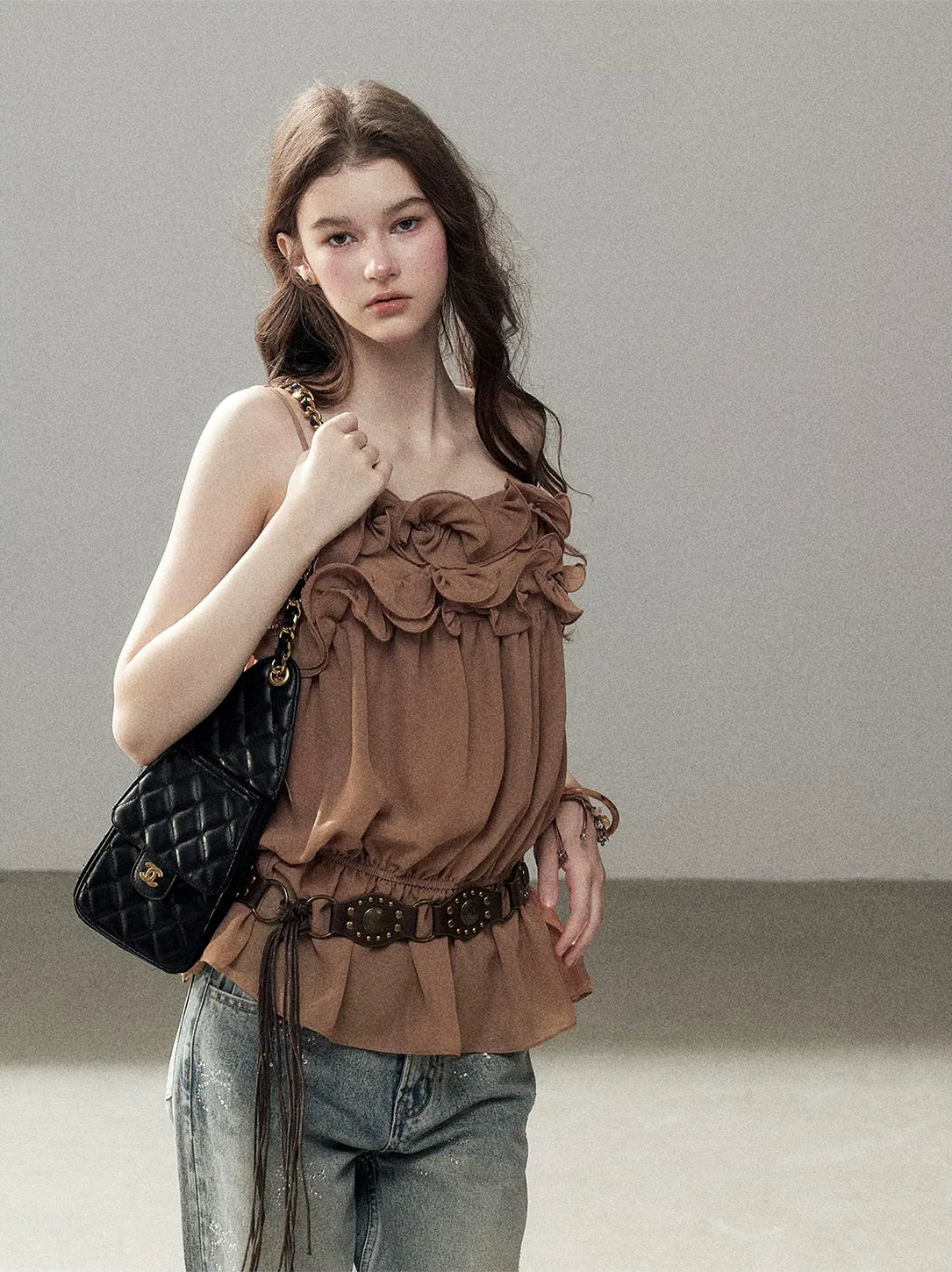 Chiffon Ruffle Cami Top