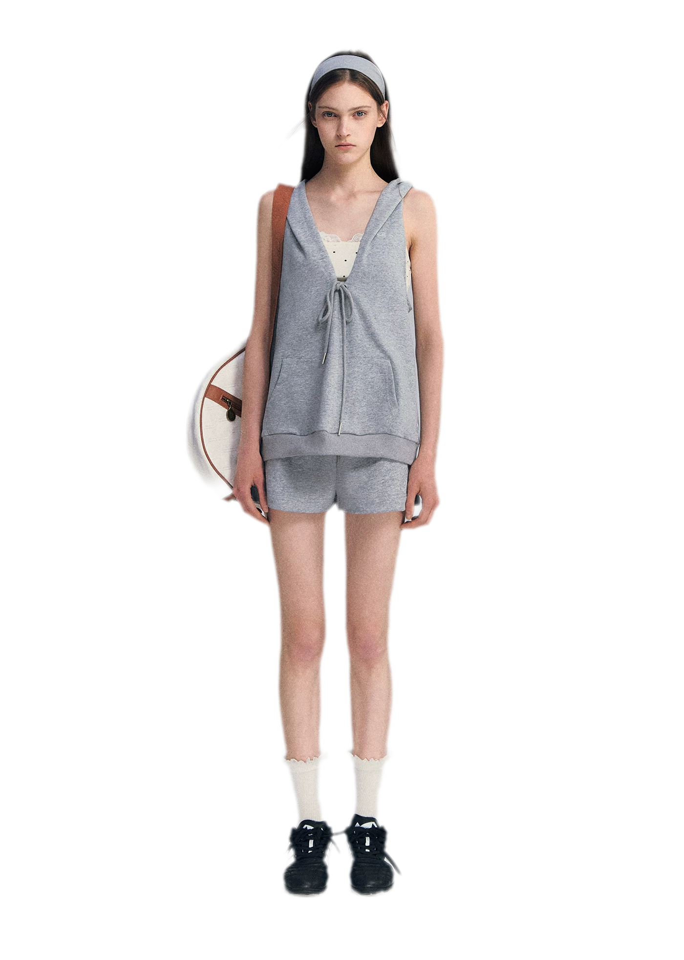 U-Neck Hoodie Vest Set