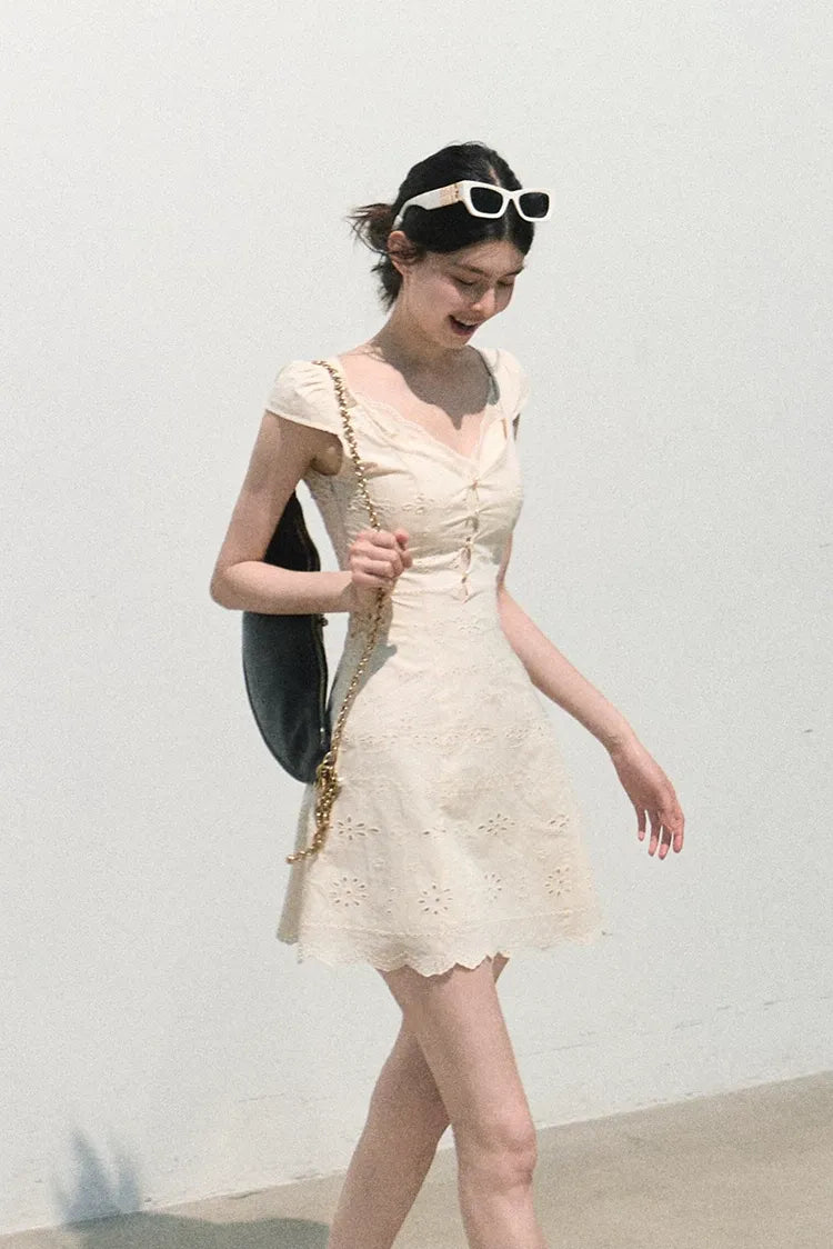 Broderie Lace Midi Dress