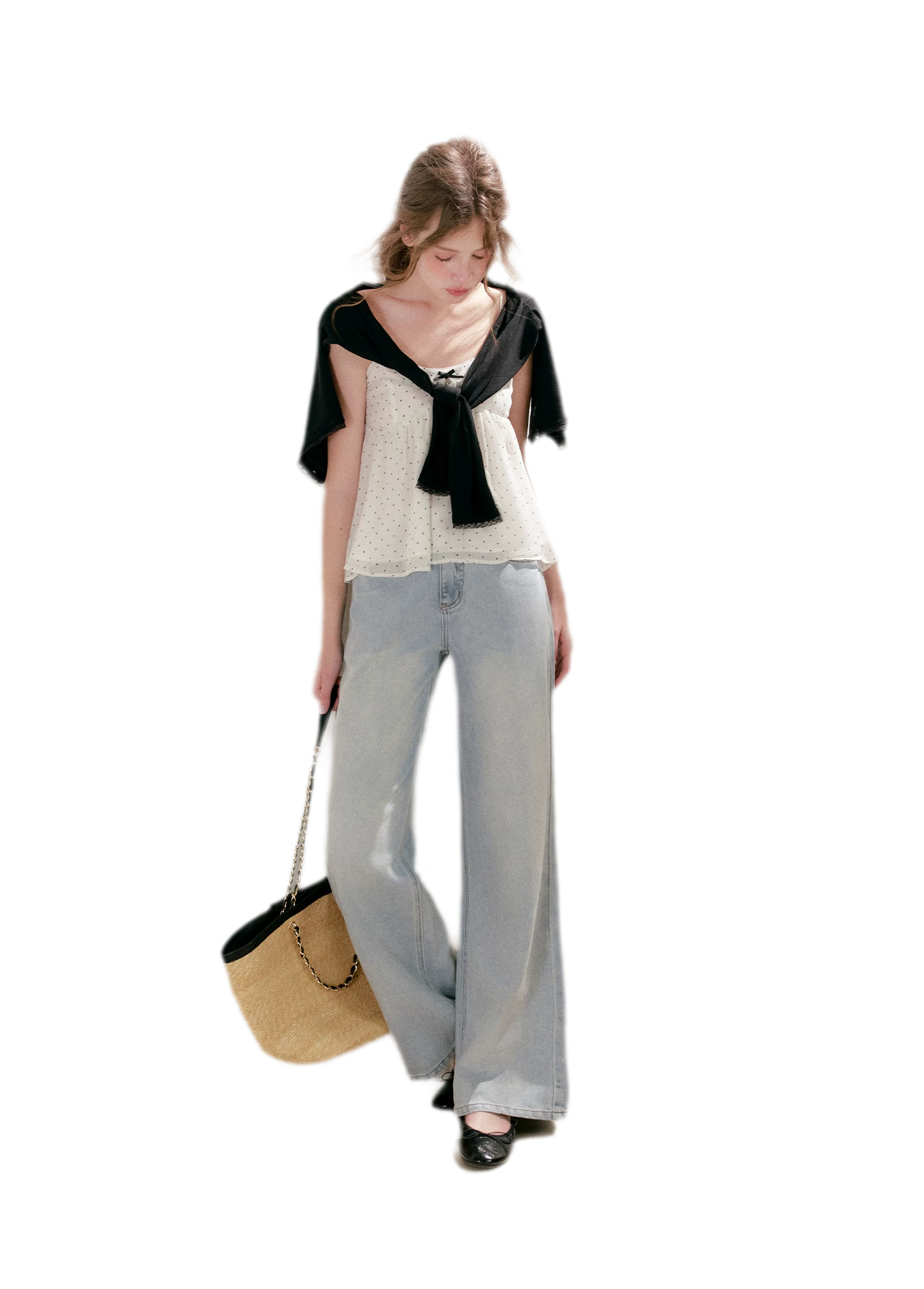 Washed Wide-Leg Jeans