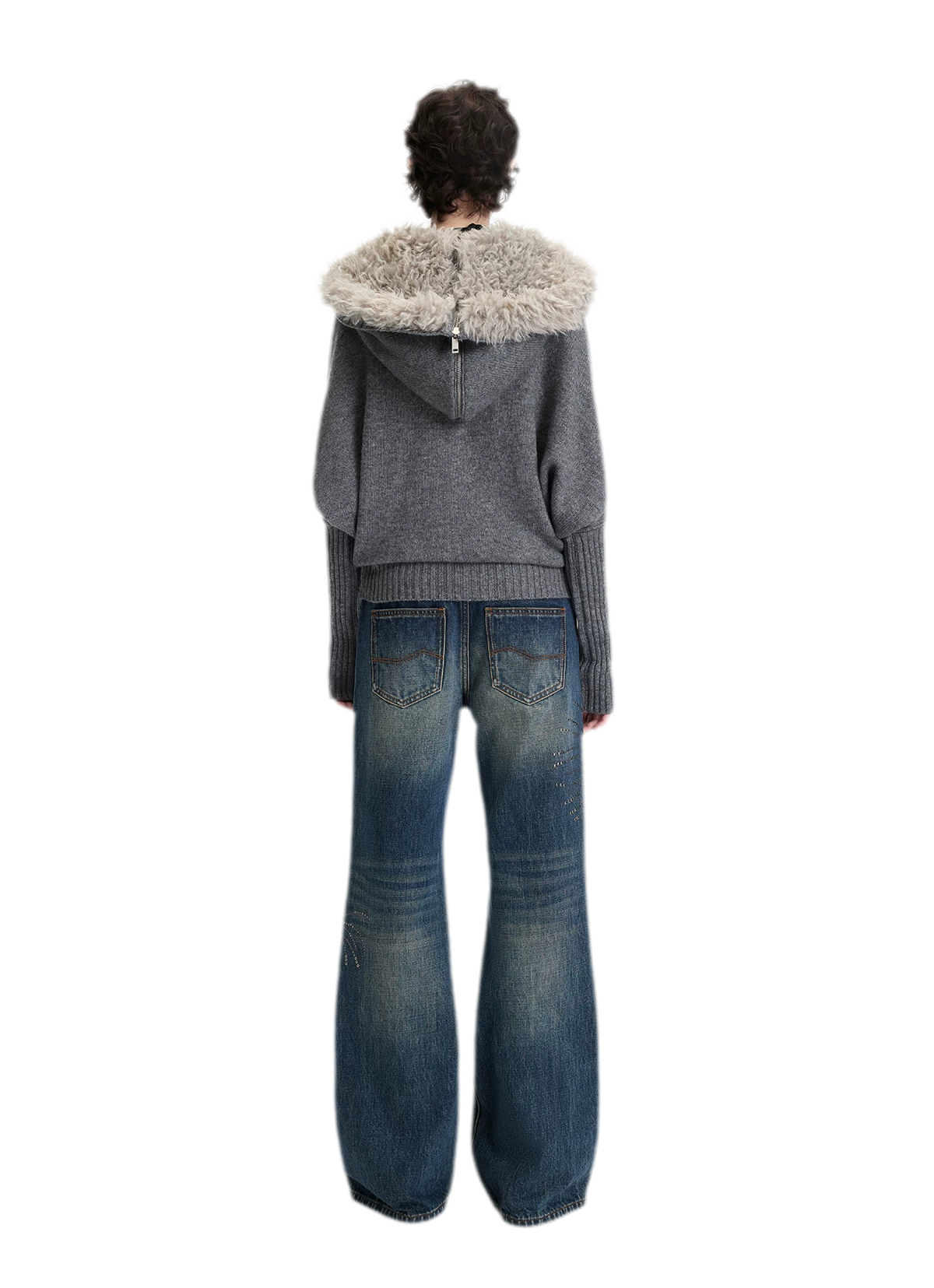 Textured Batwing Hooded Cardigan