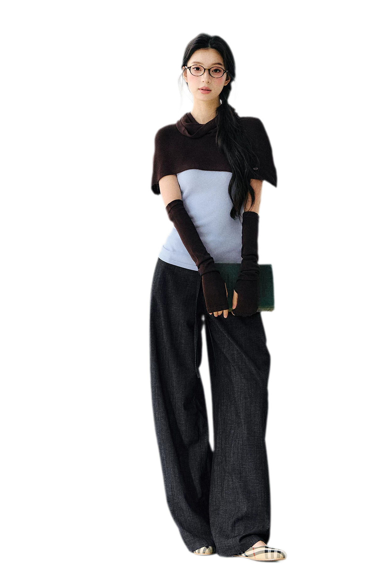 Detachable Knit Cape Set