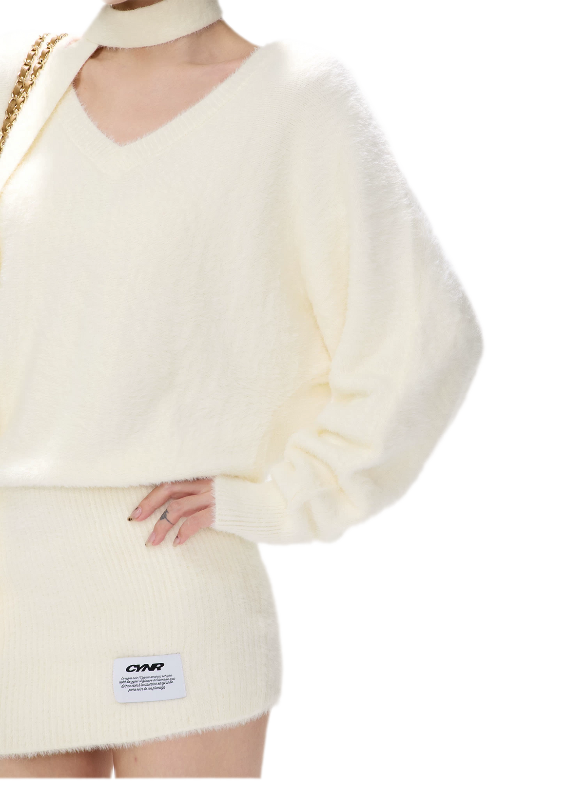 Plush V-Neck Convertible Sweater