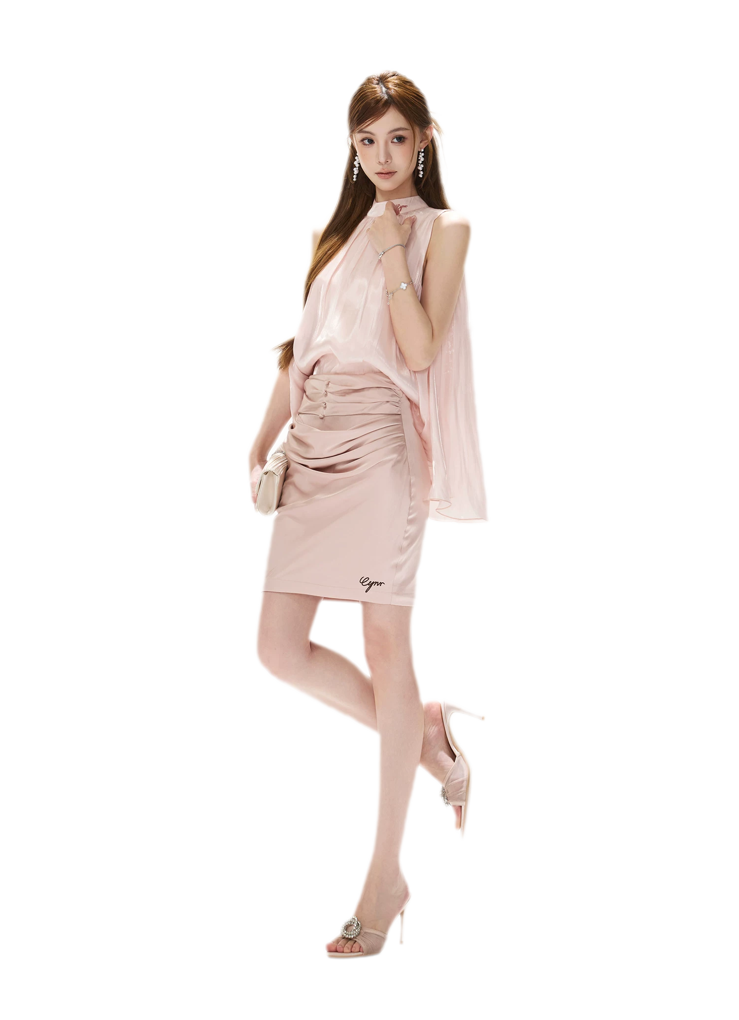 Pleated Satin Mini Skirt