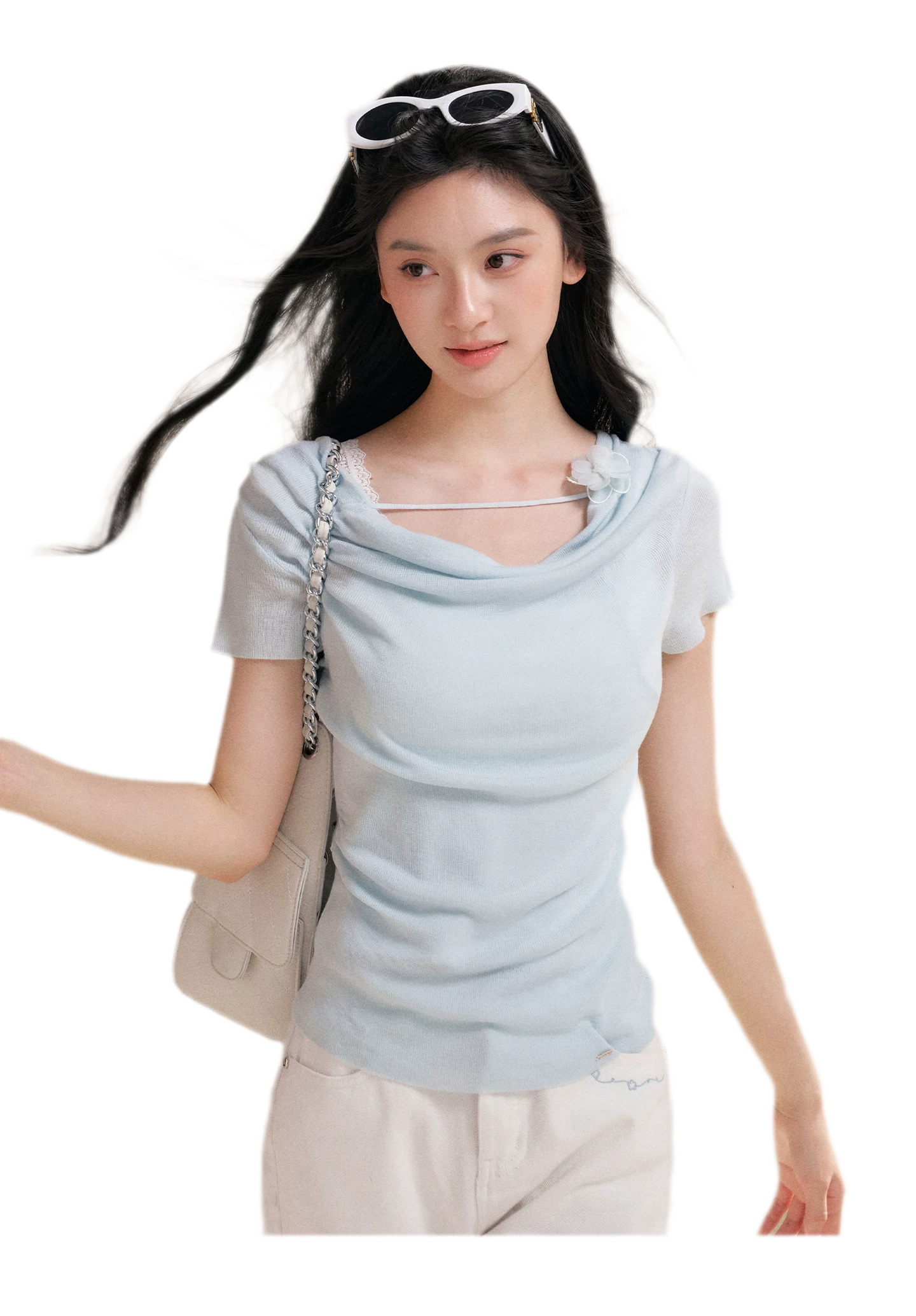 Lyocell Cowl Flower Tee