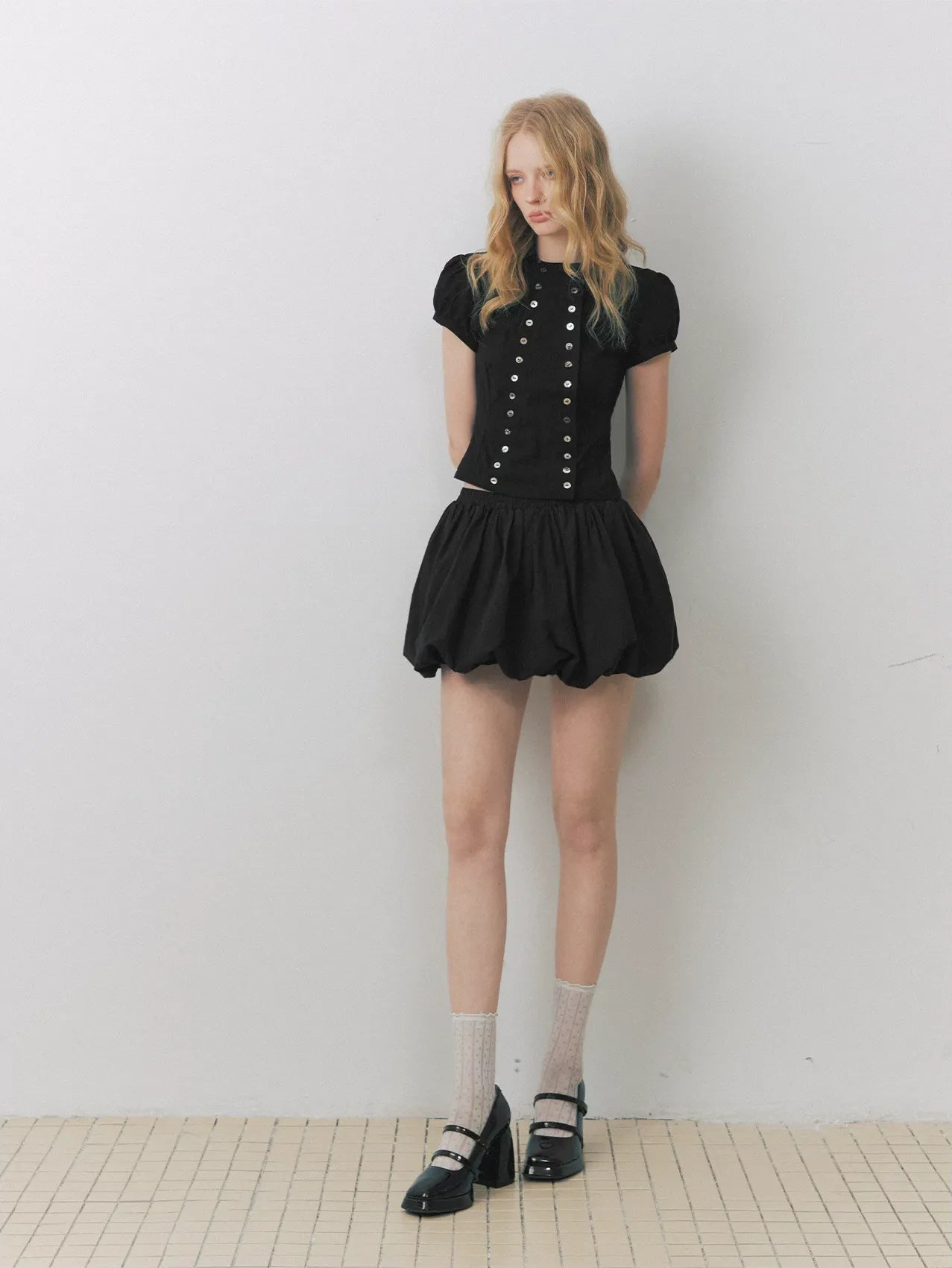Shell Button Fitted Shirt