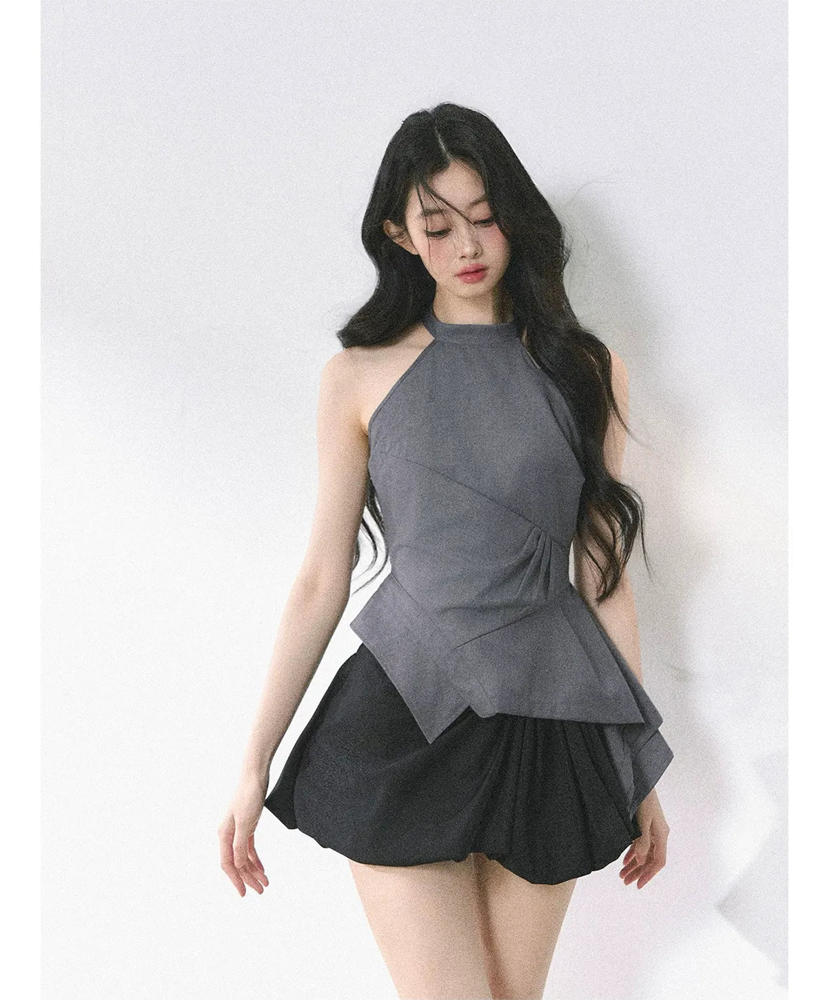 Halter Sculpted Crop Tee