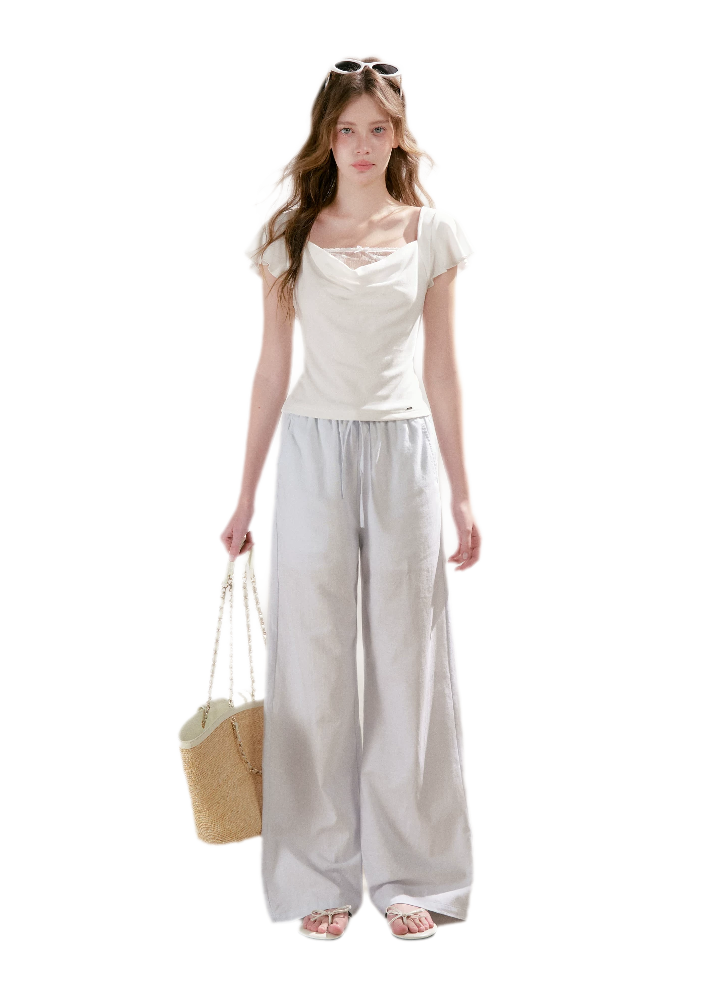 Linen Cotton Wide-Leg Trousers