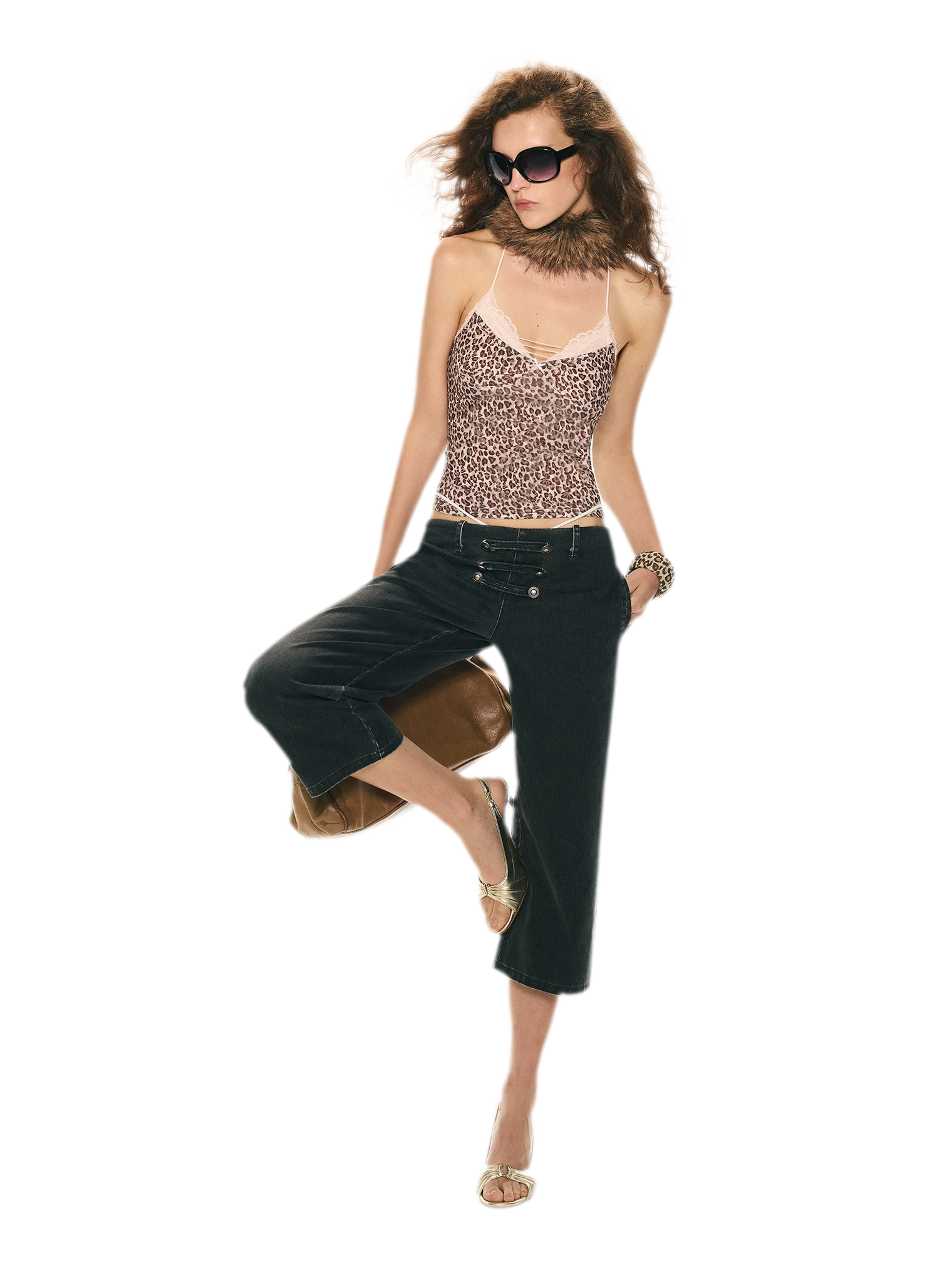 Retro Leopard Print Lace Camisole