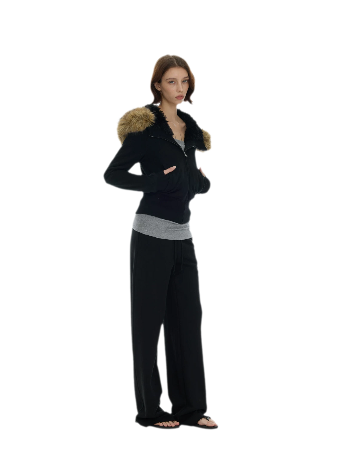 Detachable Fur Collar Hoodie Jacket