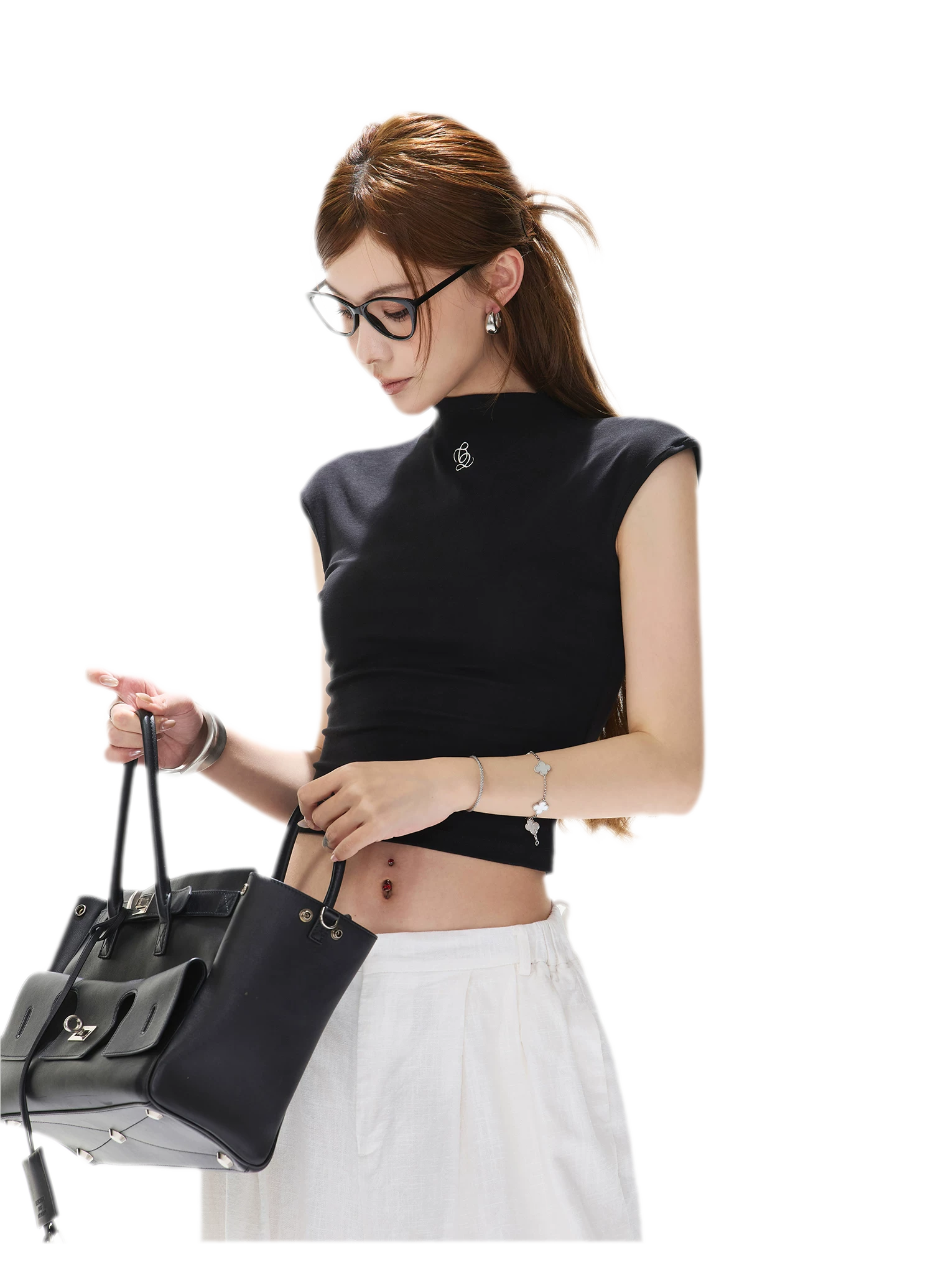 Lyocell Slim Embroidered Top