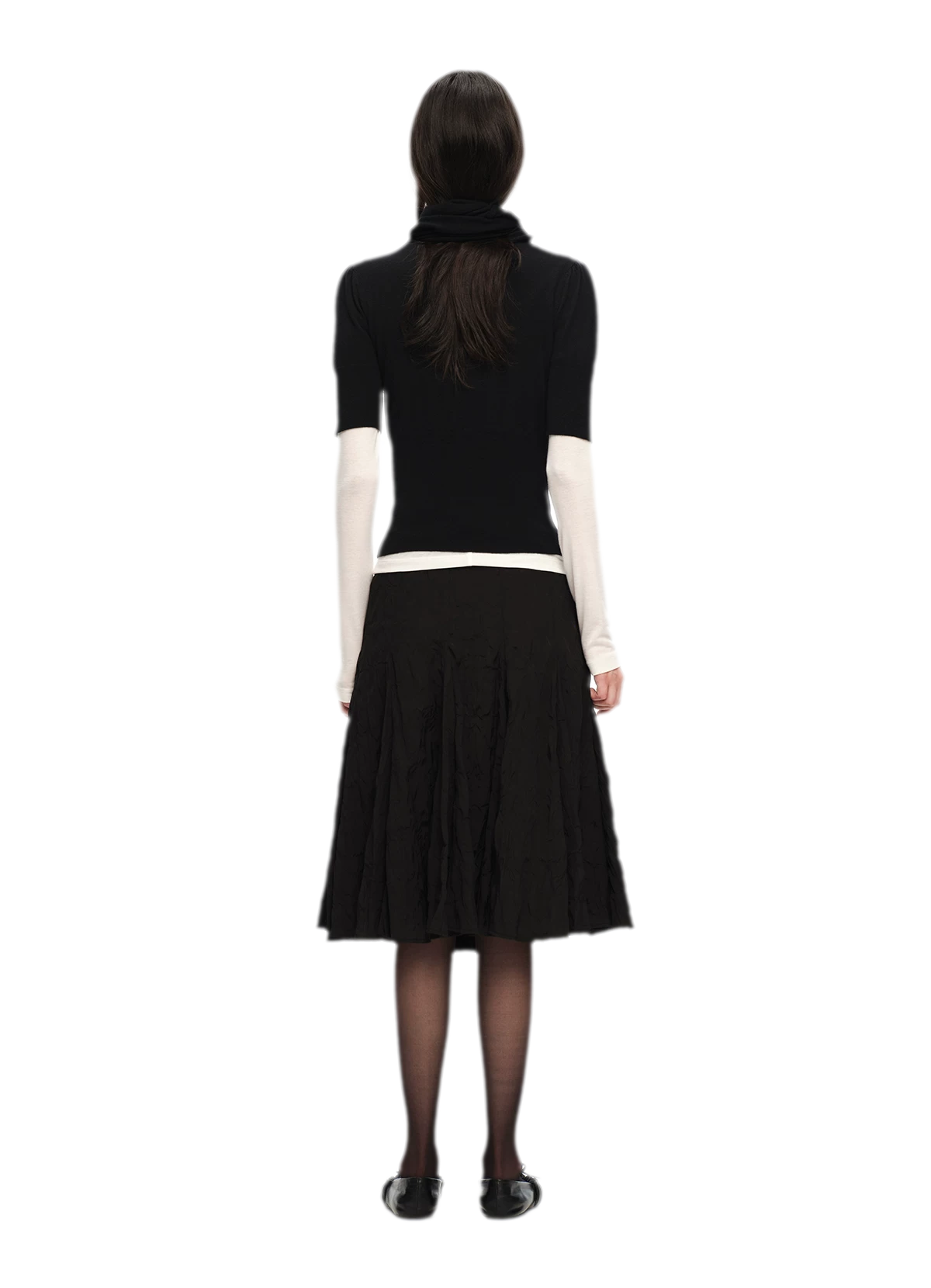 Wool-Blend Scarf-Neck Knit Top