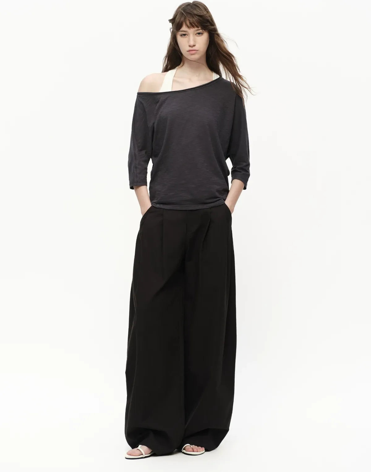 Lyocell Slub One-Shoulder Tee