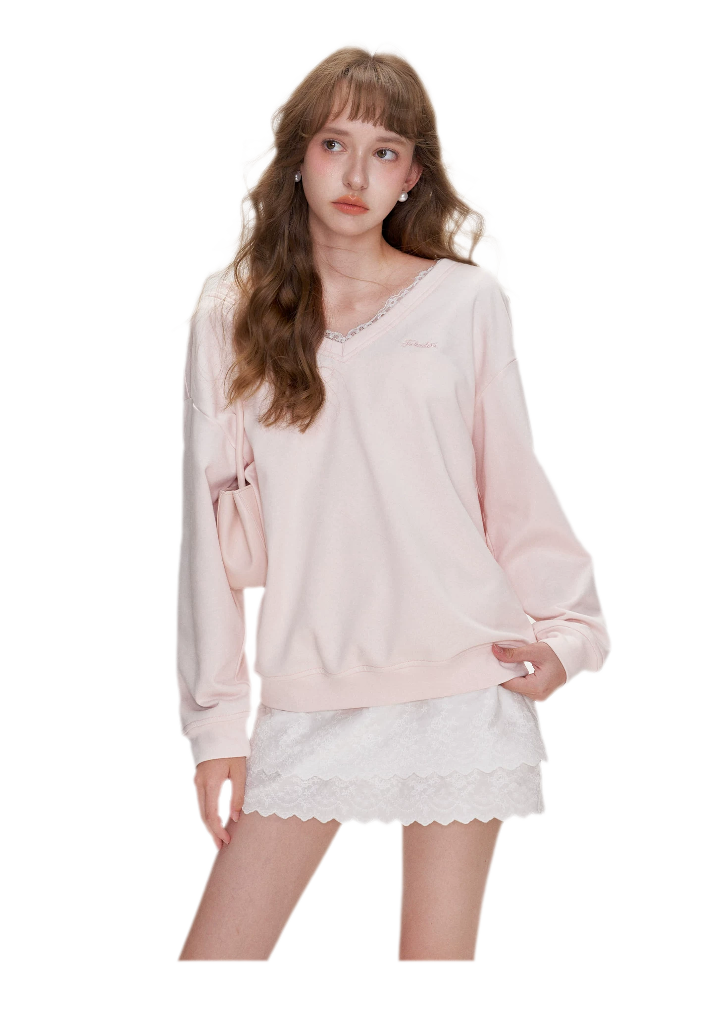 Lace Trim Back Cutout Pullover