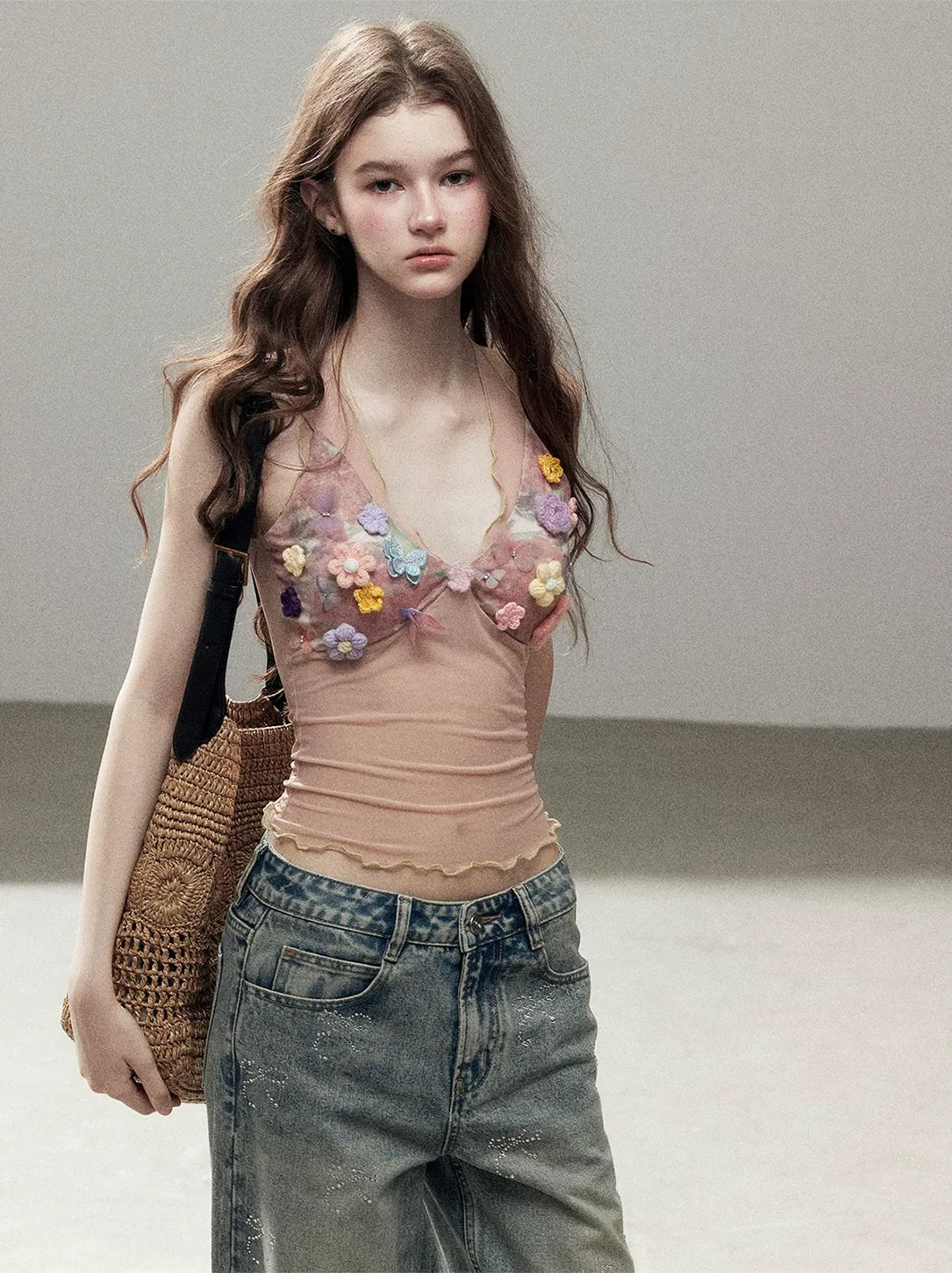 Halter Mesh Crop Top