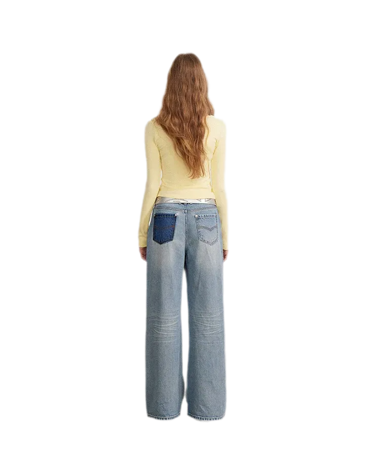 Lace Trim Faux Two-Piece Top