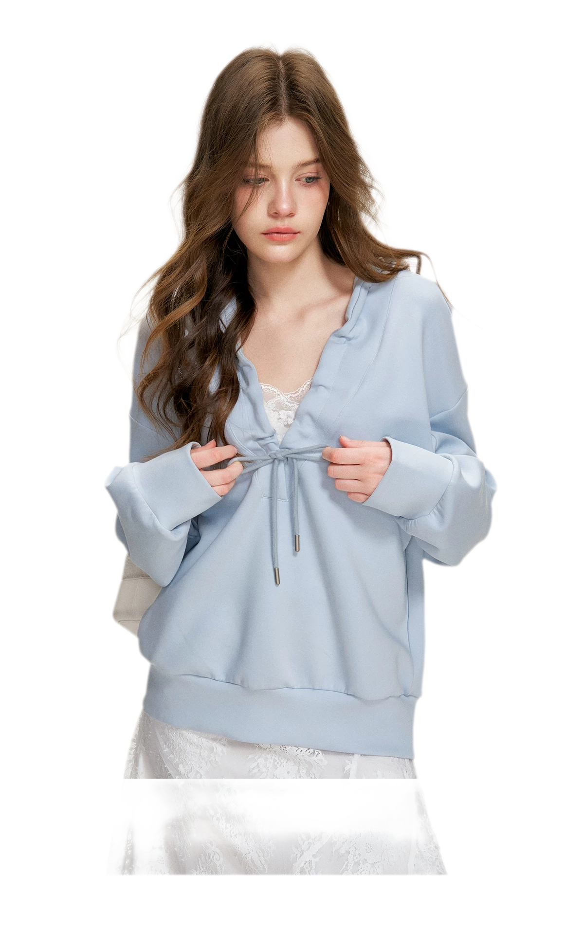 Cotton-Feel Ruched Oversized Hoodie