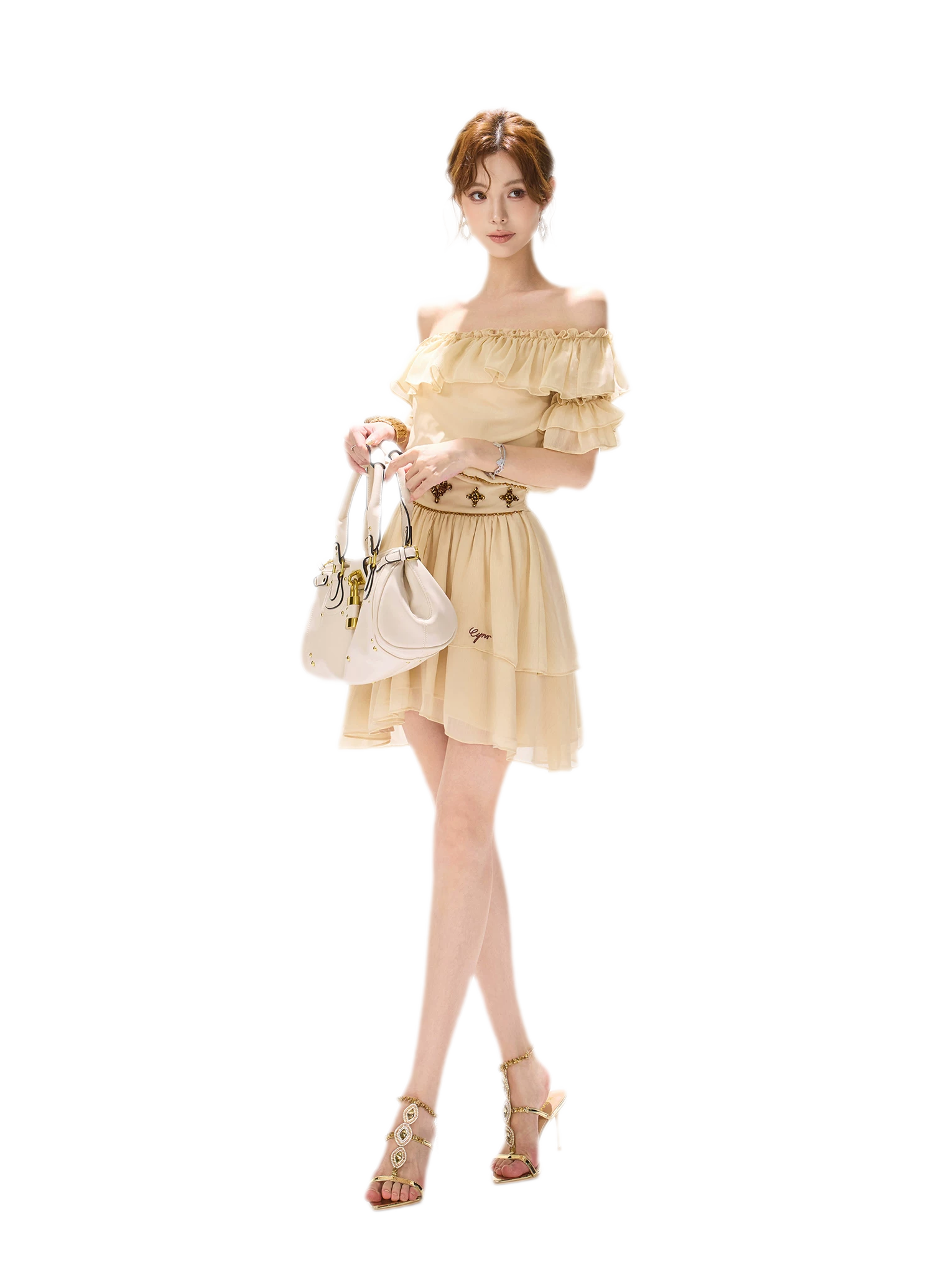 CYNR Beaded Off-Shoulder Dress – view 10