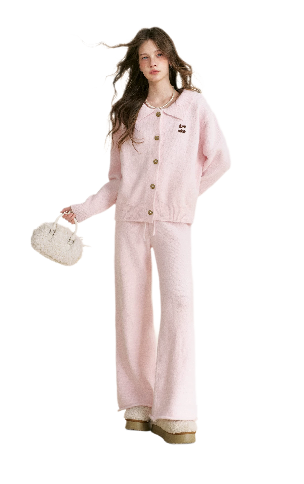 Wool Blend Collared Knit Set