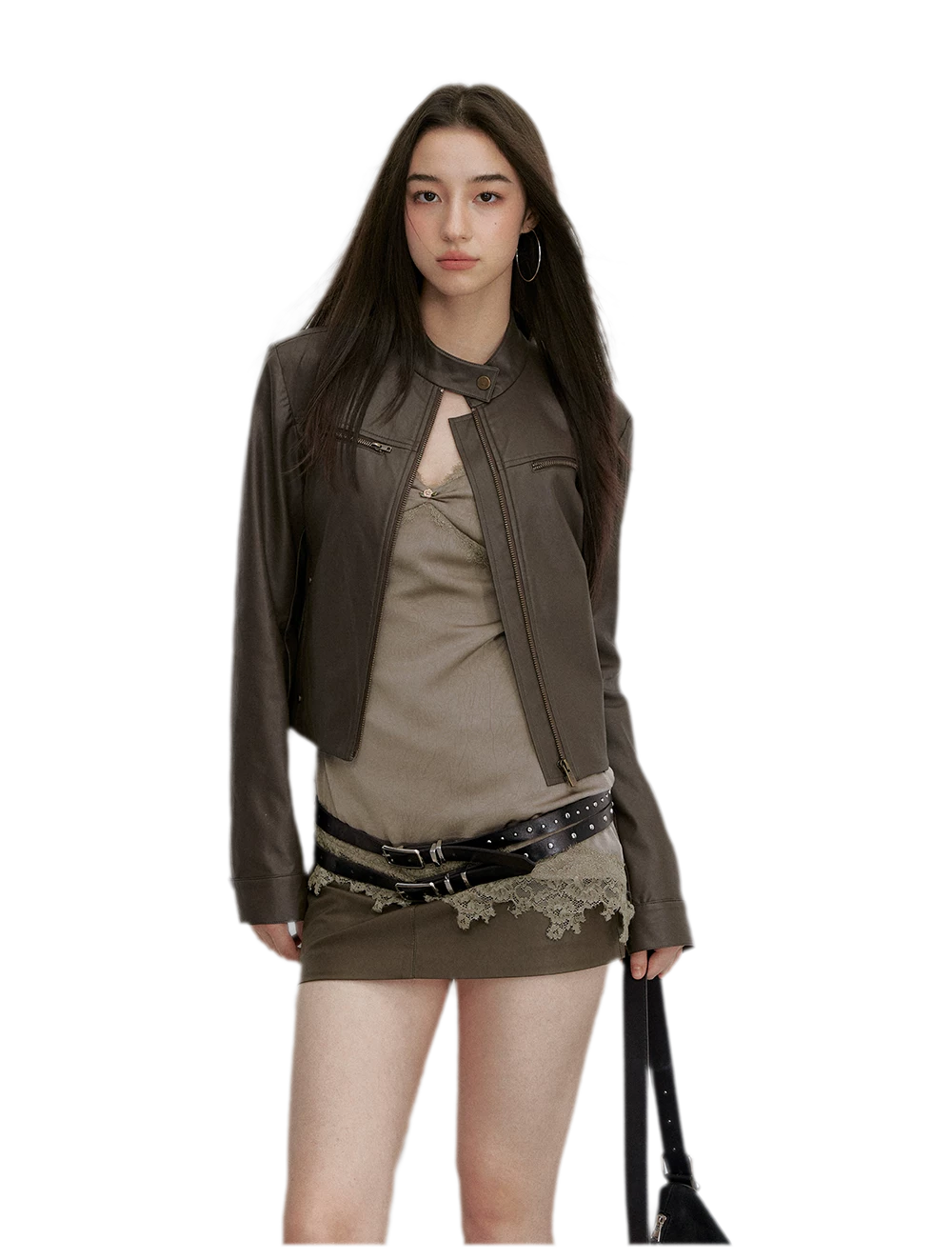 PU Leather Cropped Jacket
