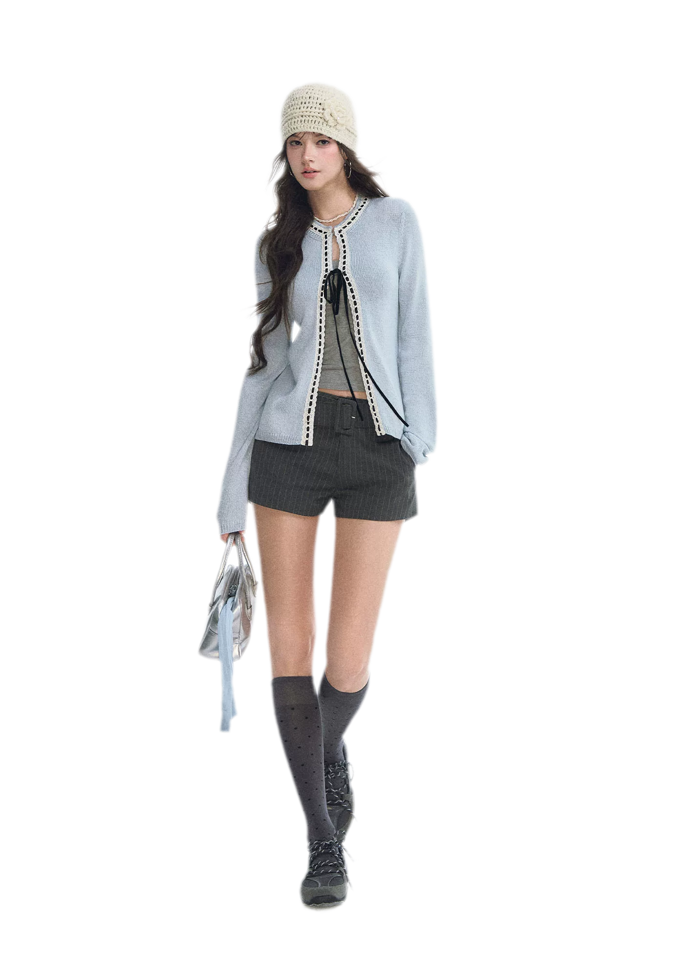 Fine Knit Contrast Trim Cardigan